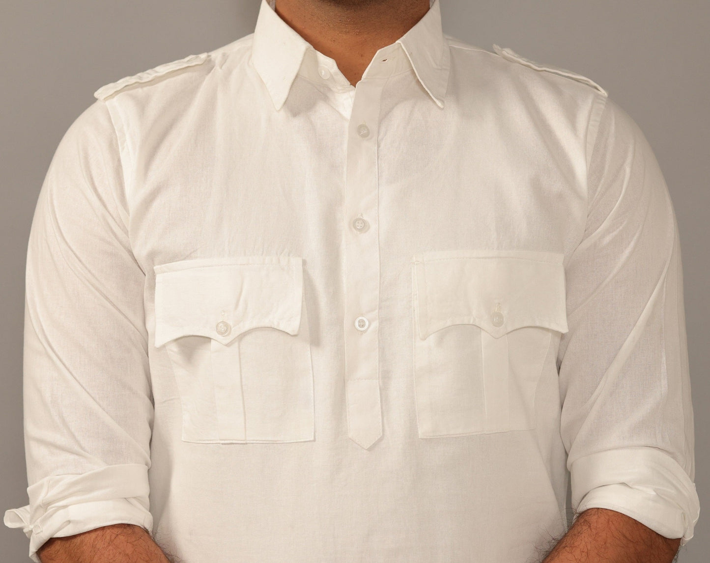 White Color Hunting Short Kurta Pajama