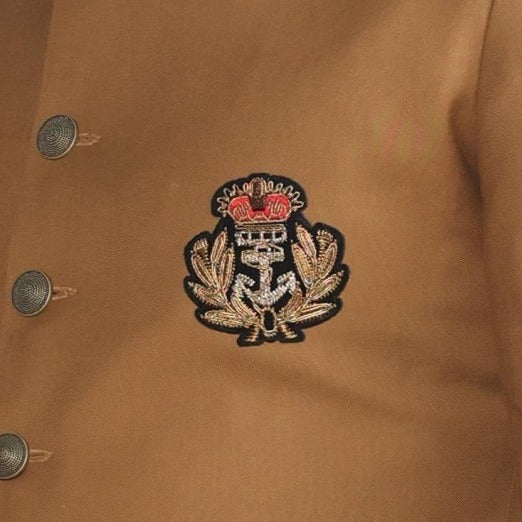 Camel Brown Jodhpuri Bandhgala With Zardozi Embroidered Patch | Black Trouser |