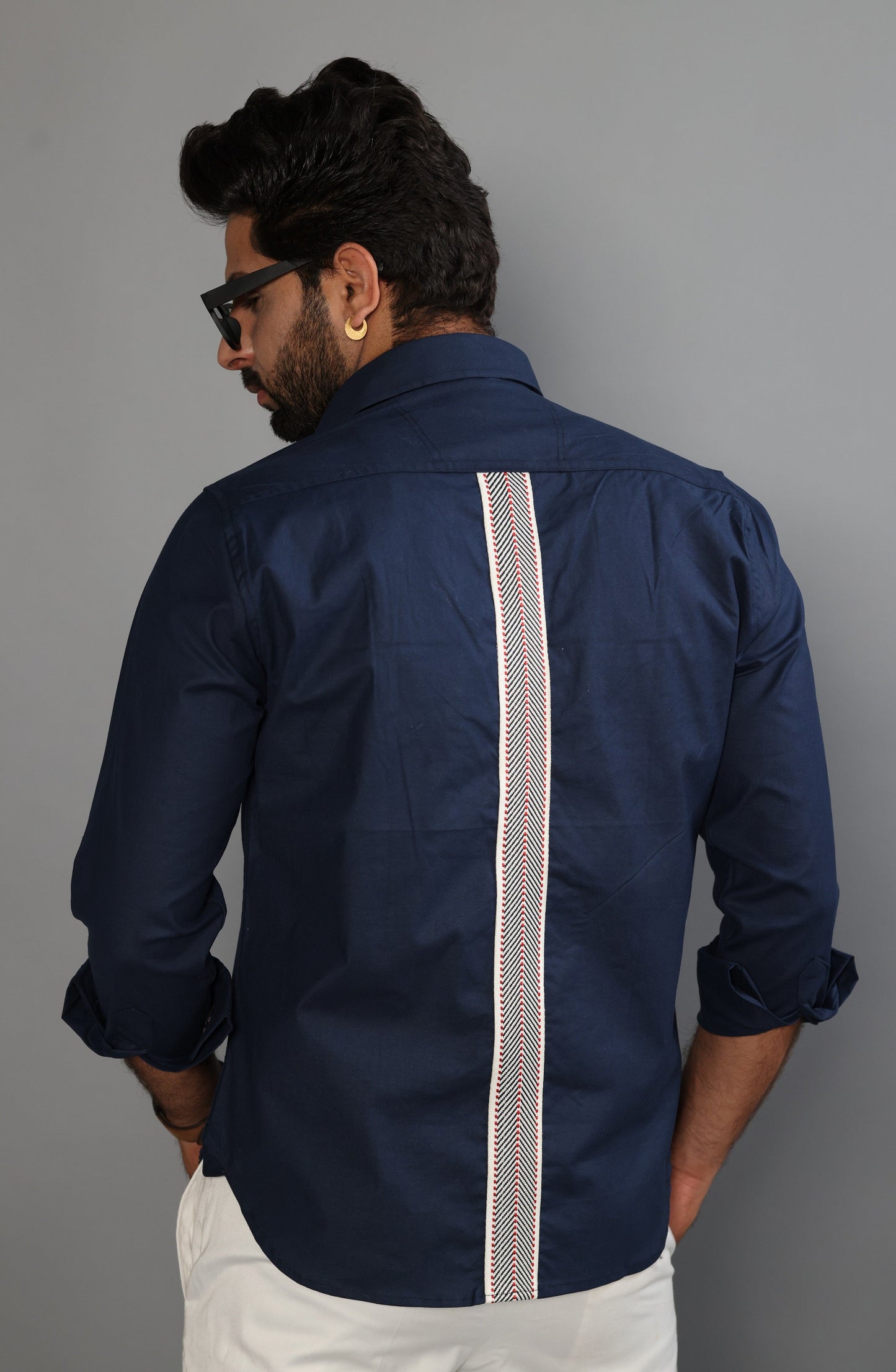 Navy Blue Color Semi Hunting Style Cotton Shirt