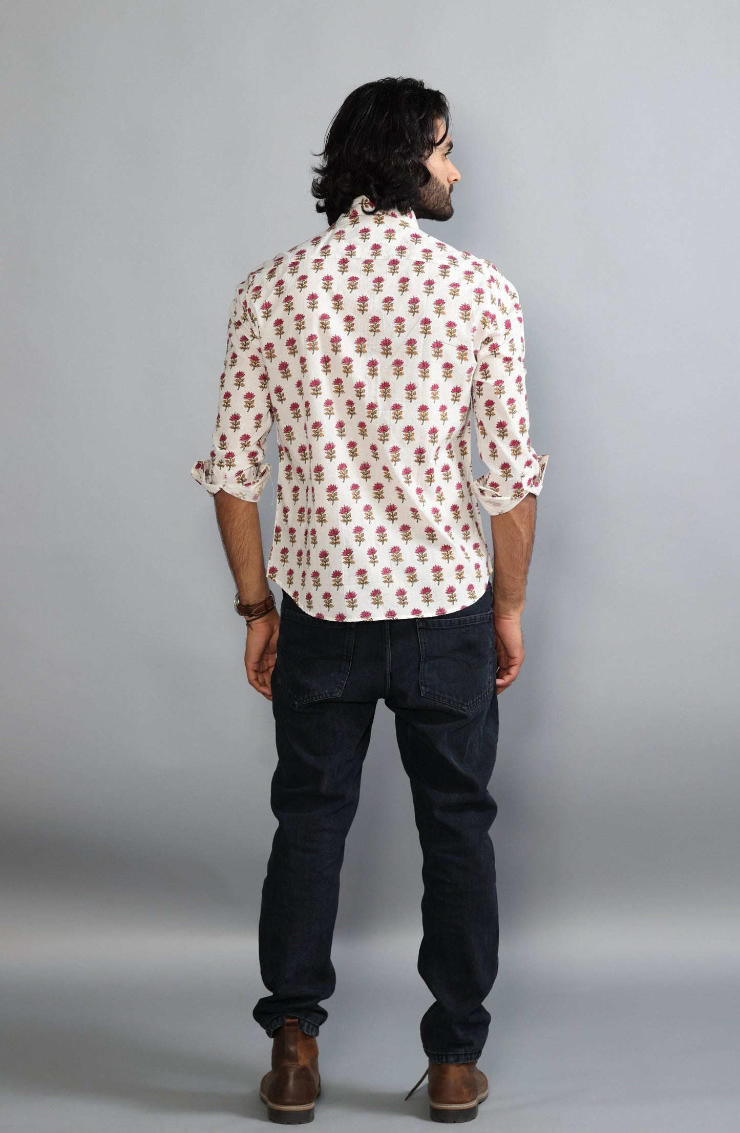 Off White Sanganeri Booti Print Shirt