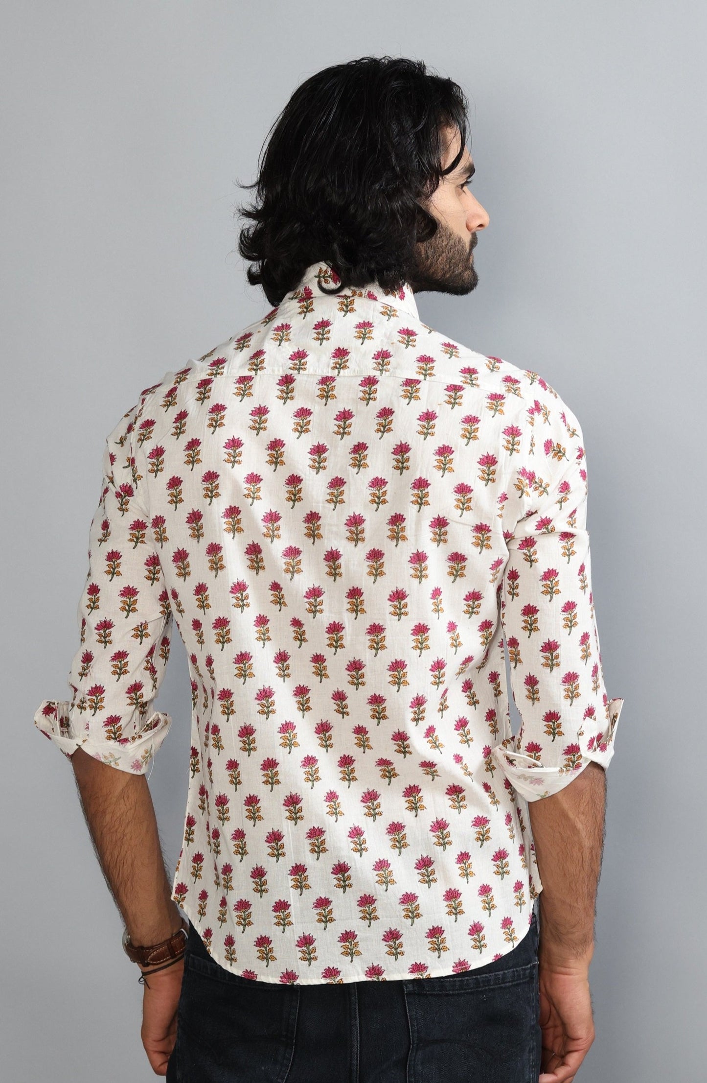 Off White Sanganeri Booti Print Shirt