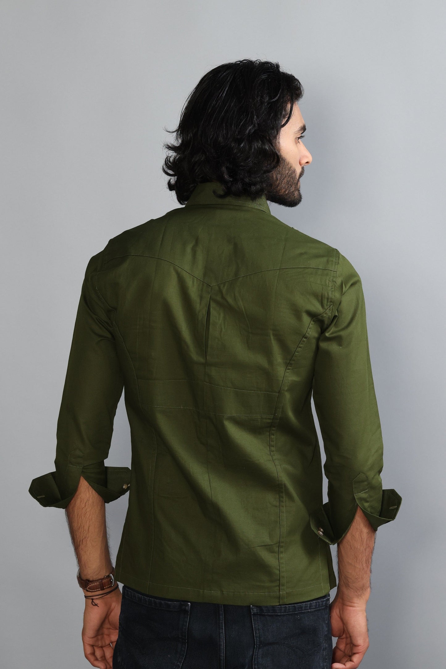 Battle Green Turkish Linen Hunting Shirt