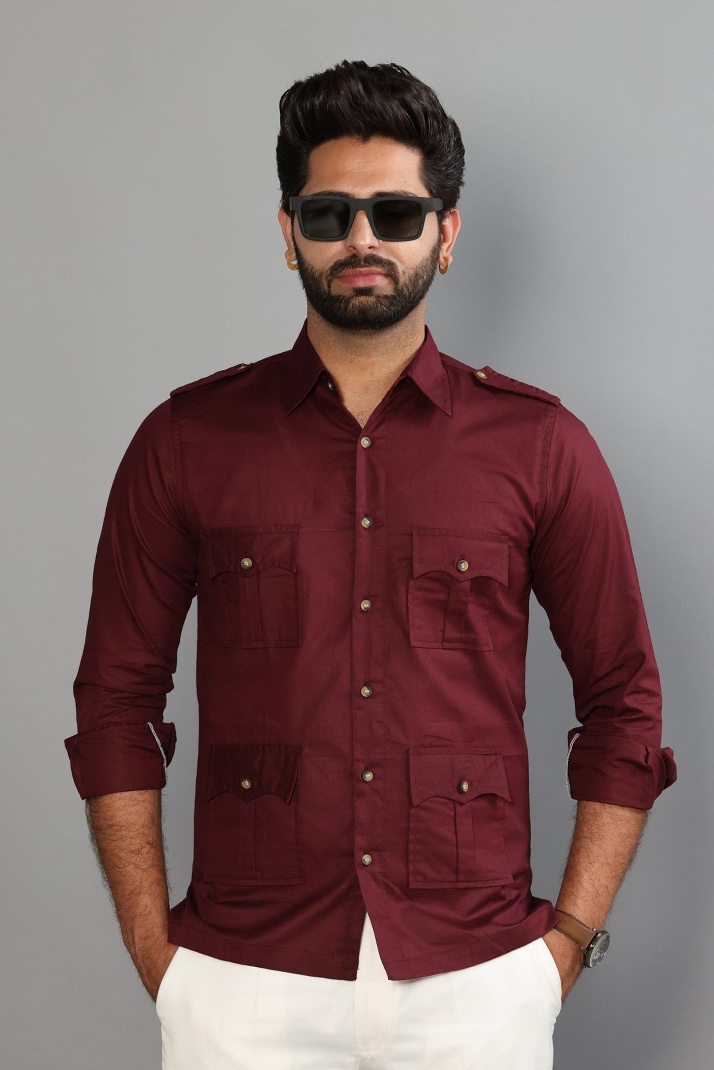 Maroon Turkish Linen Hunting Shirt