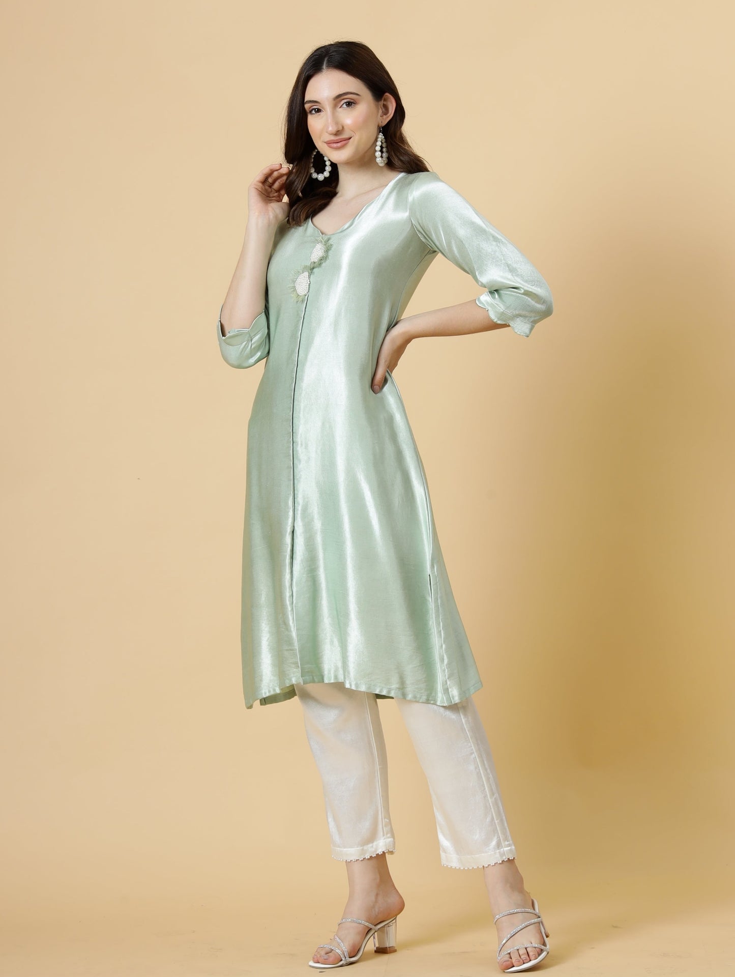 Elegant Pista Green Co-Ord Set