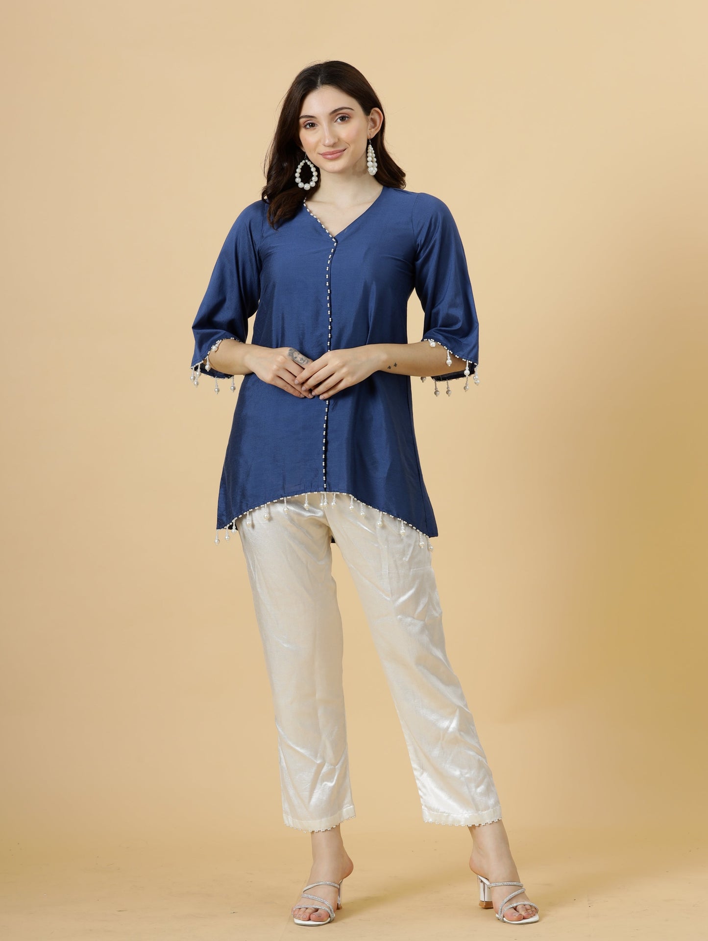Classy Yale Blue Silk Co-Ord Set