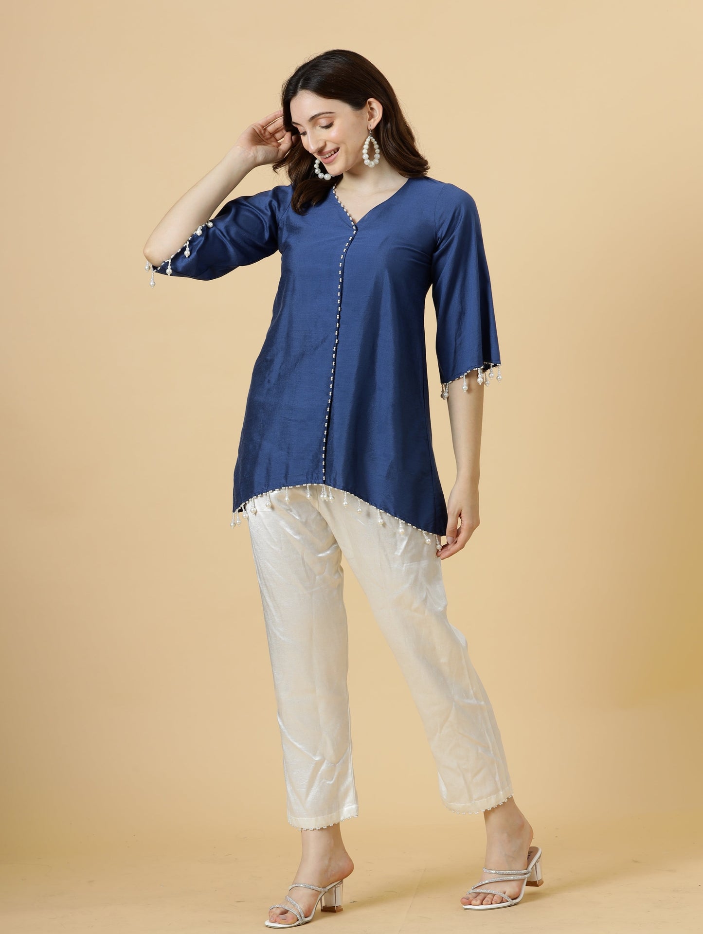 Classy Yale Blue Silk Co-Ord Set