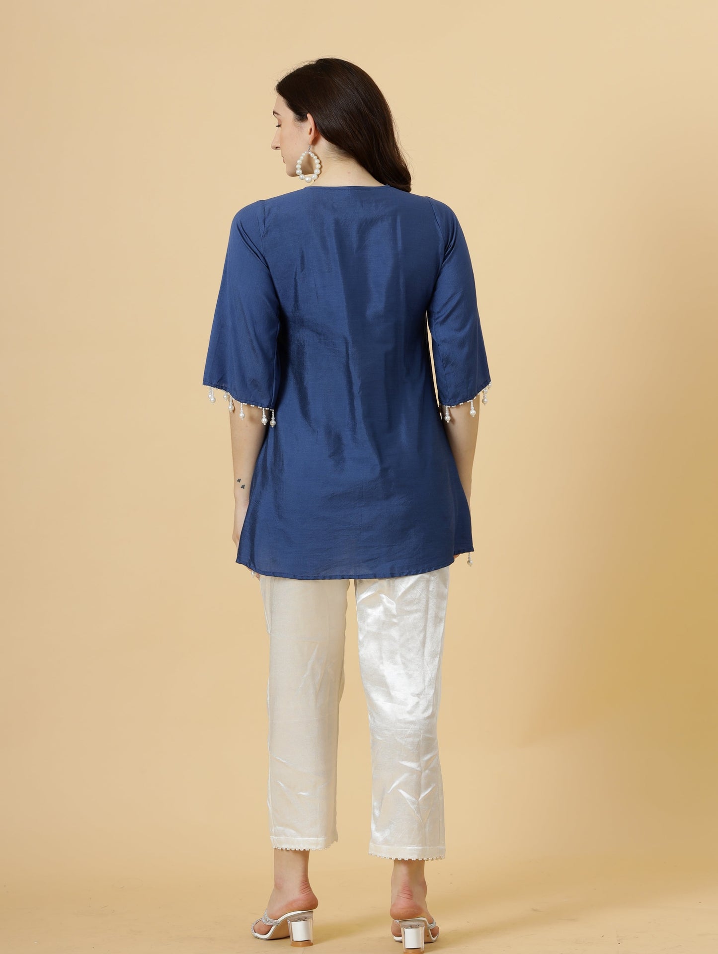 Classy Yale Blue Silk Co-Ord Set