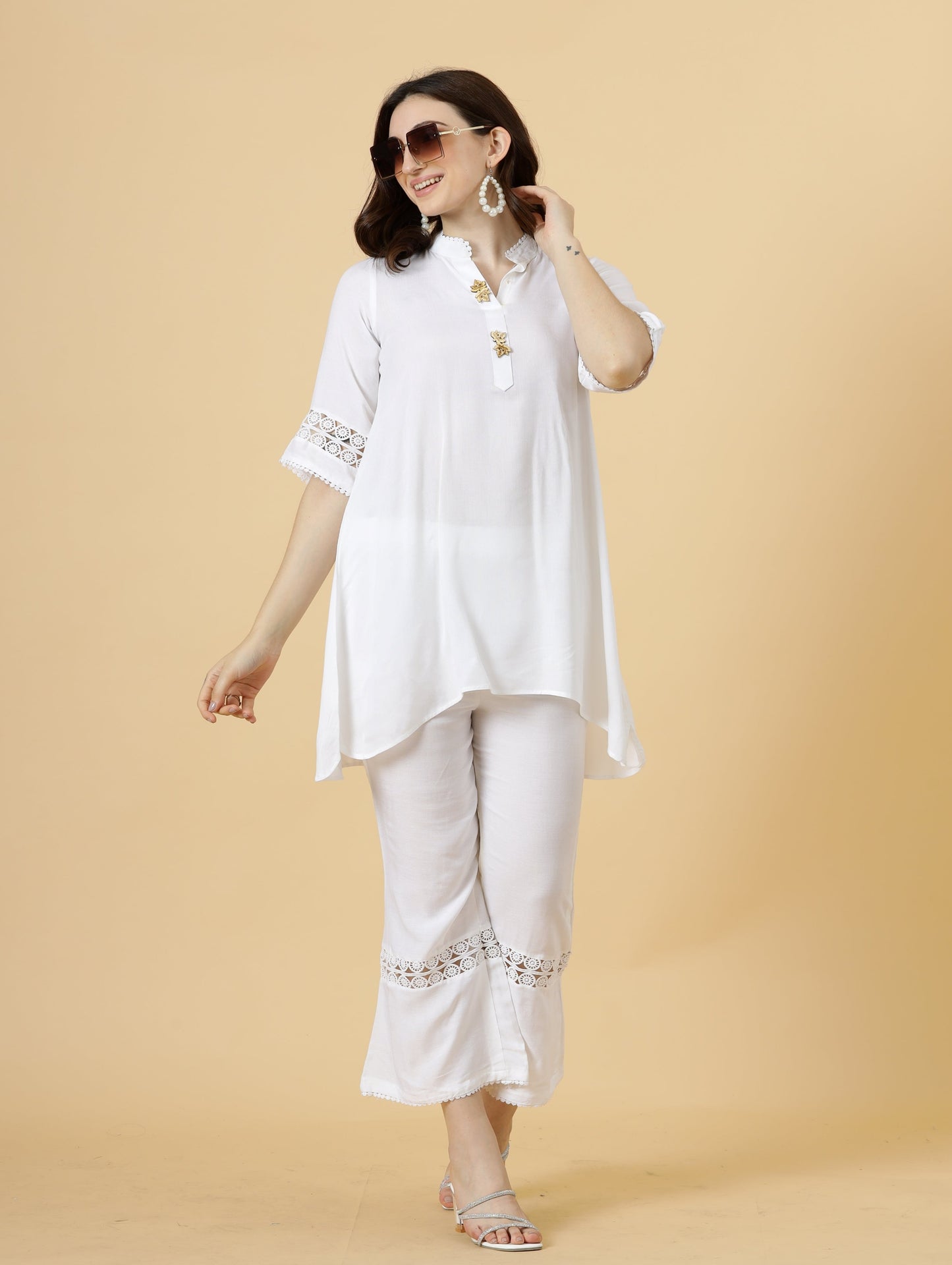 Alluring White Cotton Co-Ord Set