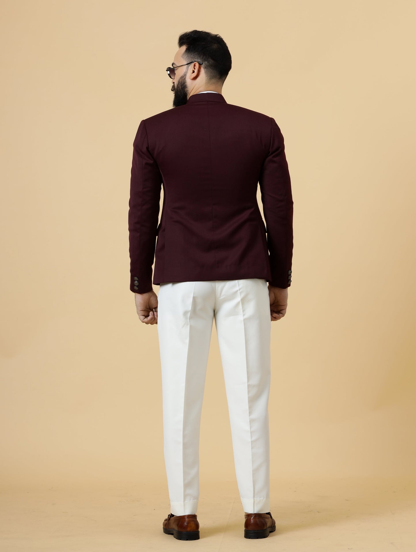 Exclusive Wine Jodhpuri Bandhgala with White Trouser| Terry Rayon | Perfect for Cocktail party , Funtional wear, Festive wear|