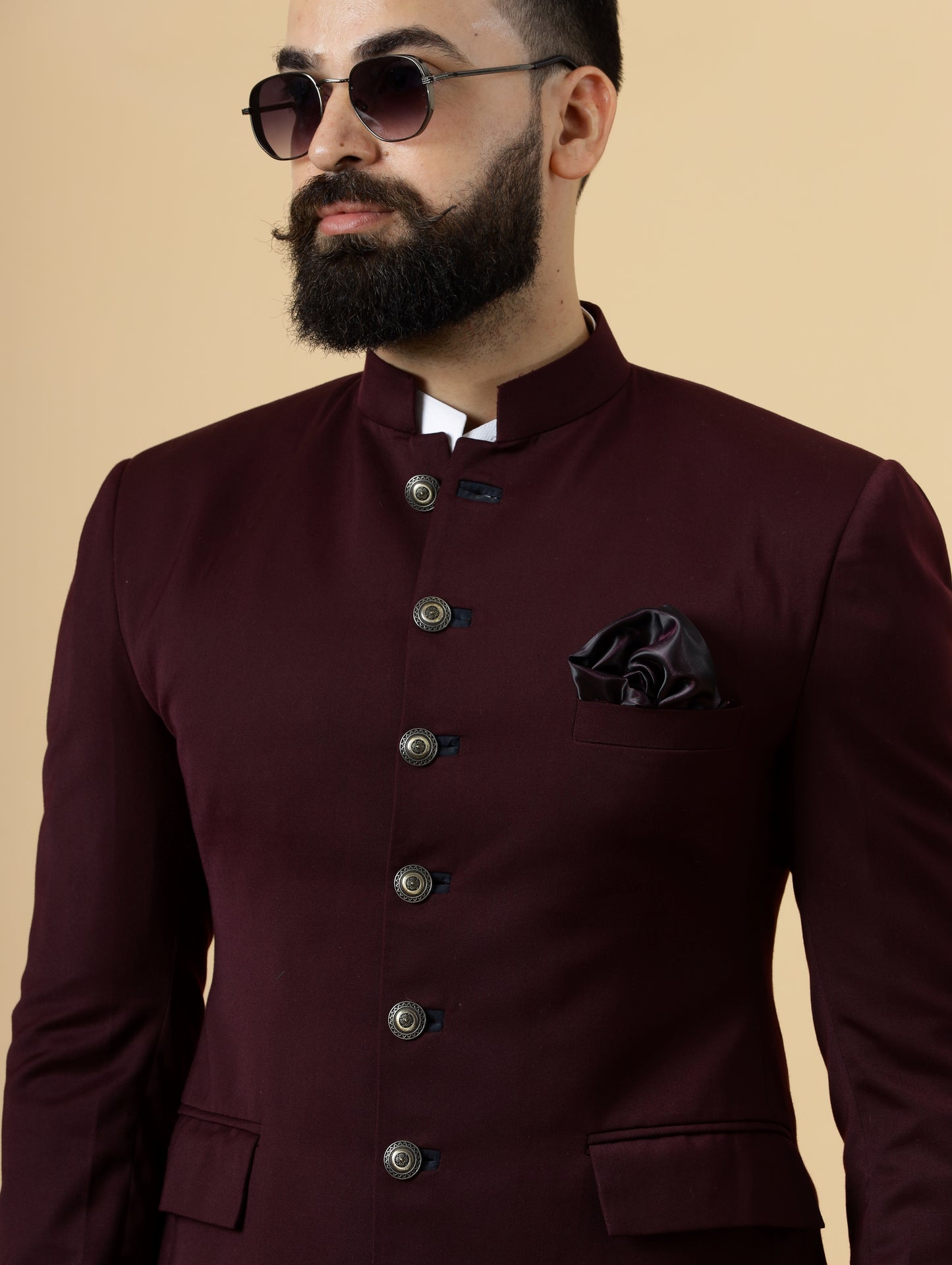 Exclusive Wine Jodhpuri Bandhgala with White Trouser| Terry Rayon | Perfect for Cocktail party , Funtional wear, Festive wear|