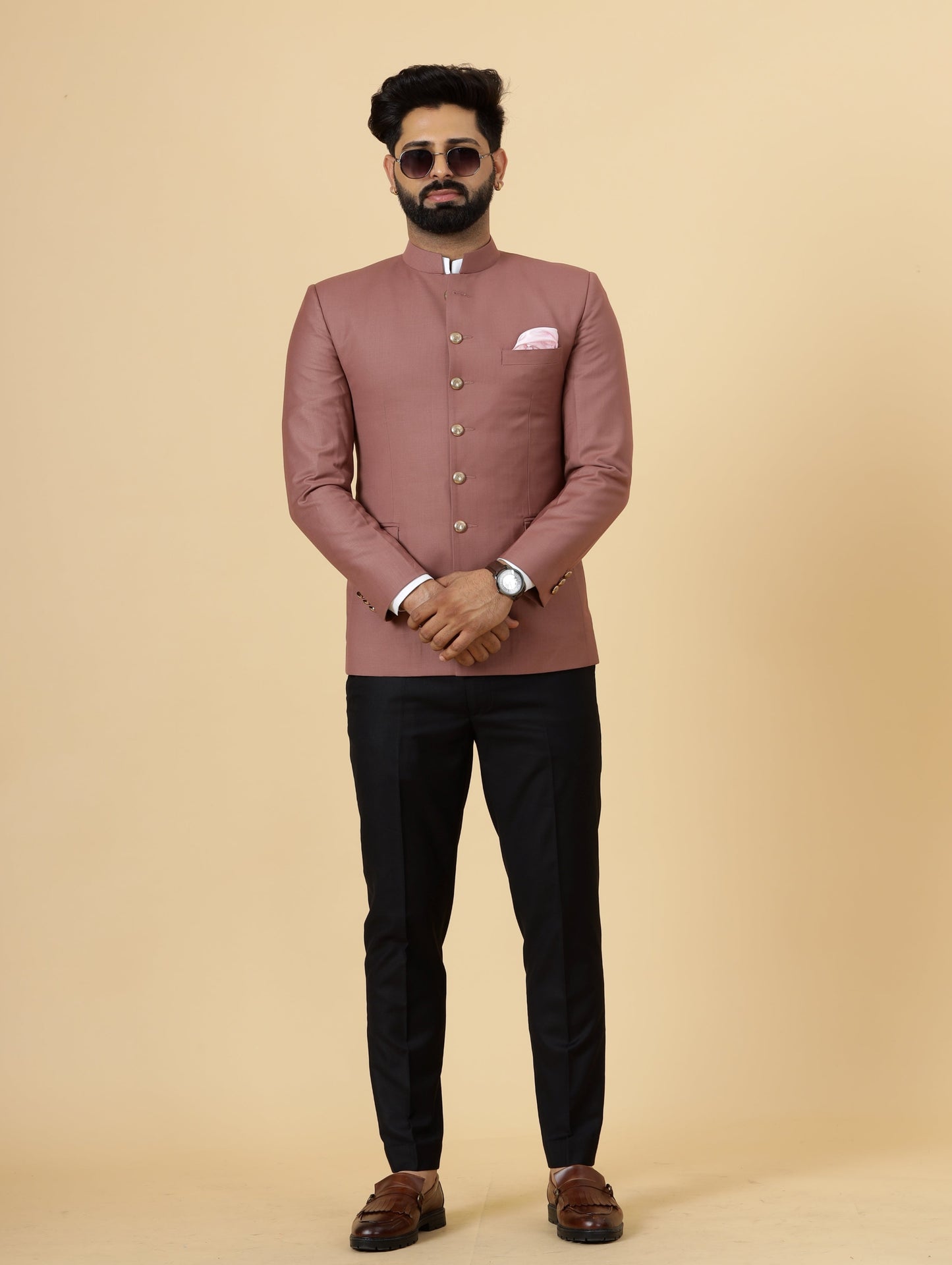 Exclusive Rosewood Jodhpuri Bandhgala with Black Trouser| Terry Rayon | Perfect for Cocktail party , Funtional wear, Festive wear|