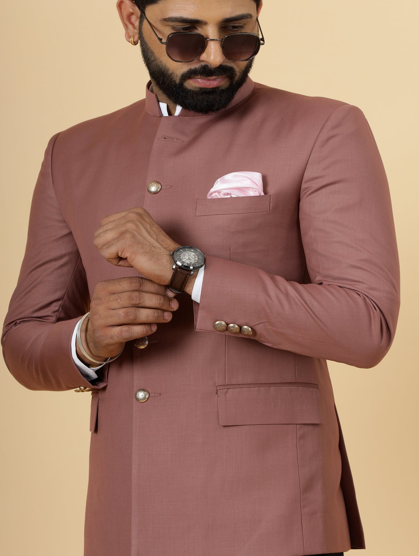 Exclusive Rosewood Jodhpuri Bandhgala with Black Trouser| Terry Rayon | Perfect for Cocktail party , Funtional wear, Festive wear|