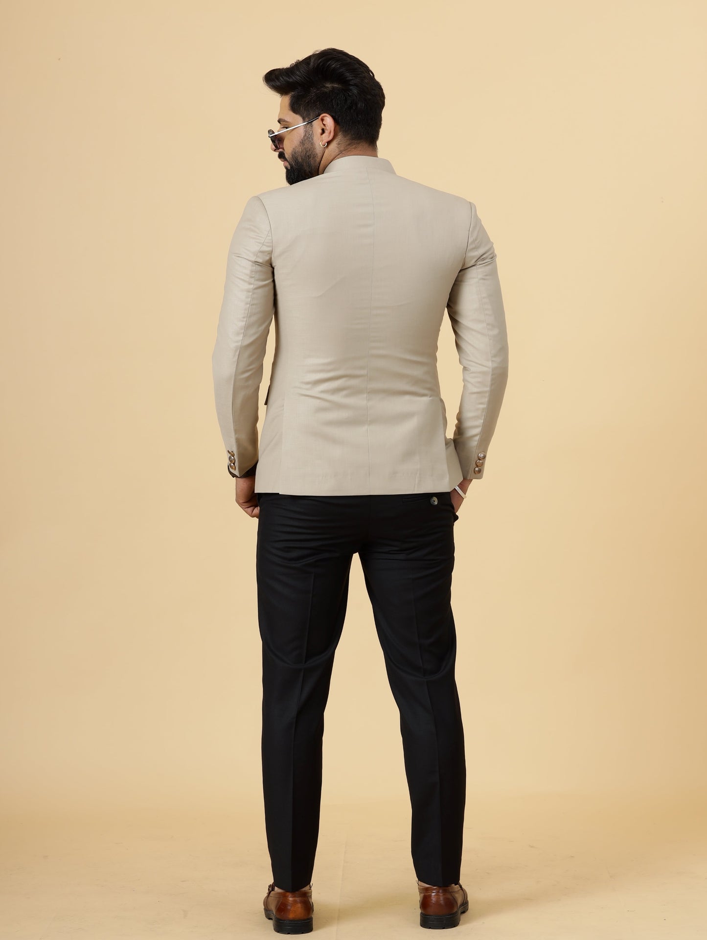 Khaki Jodhpuri Blazer with Black Trouser| Perfect for Wedding and Casual wear|