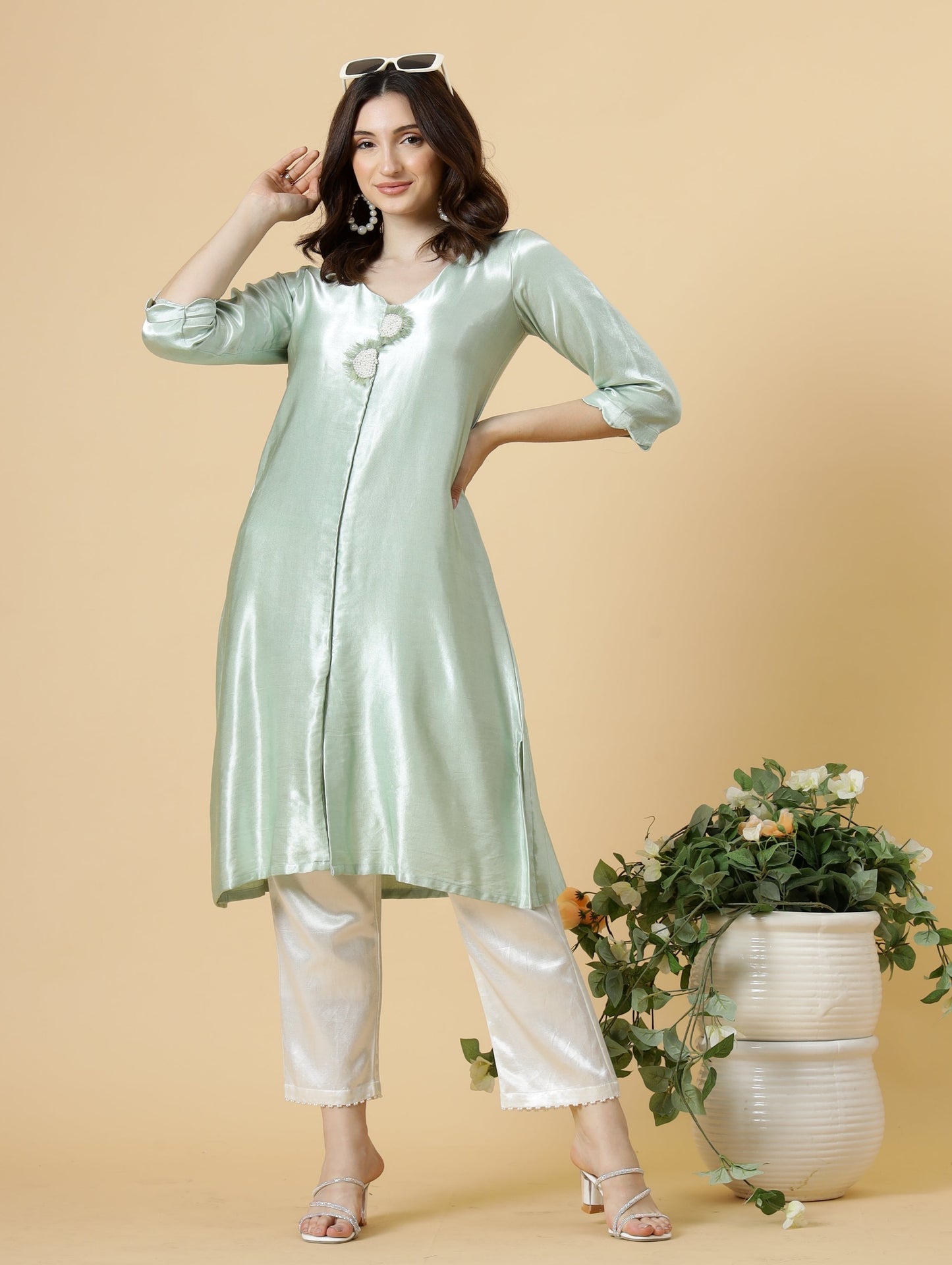 Elegant Pista Green Co-Ord Set
