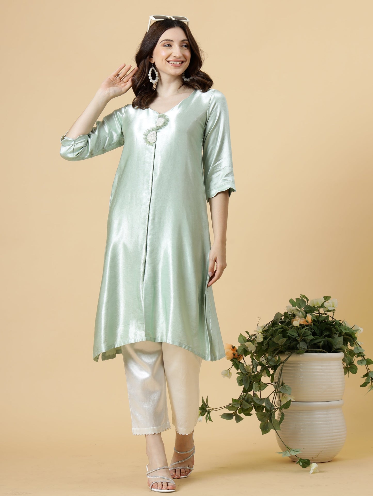 Elegant Pista Green Co-Ord Set