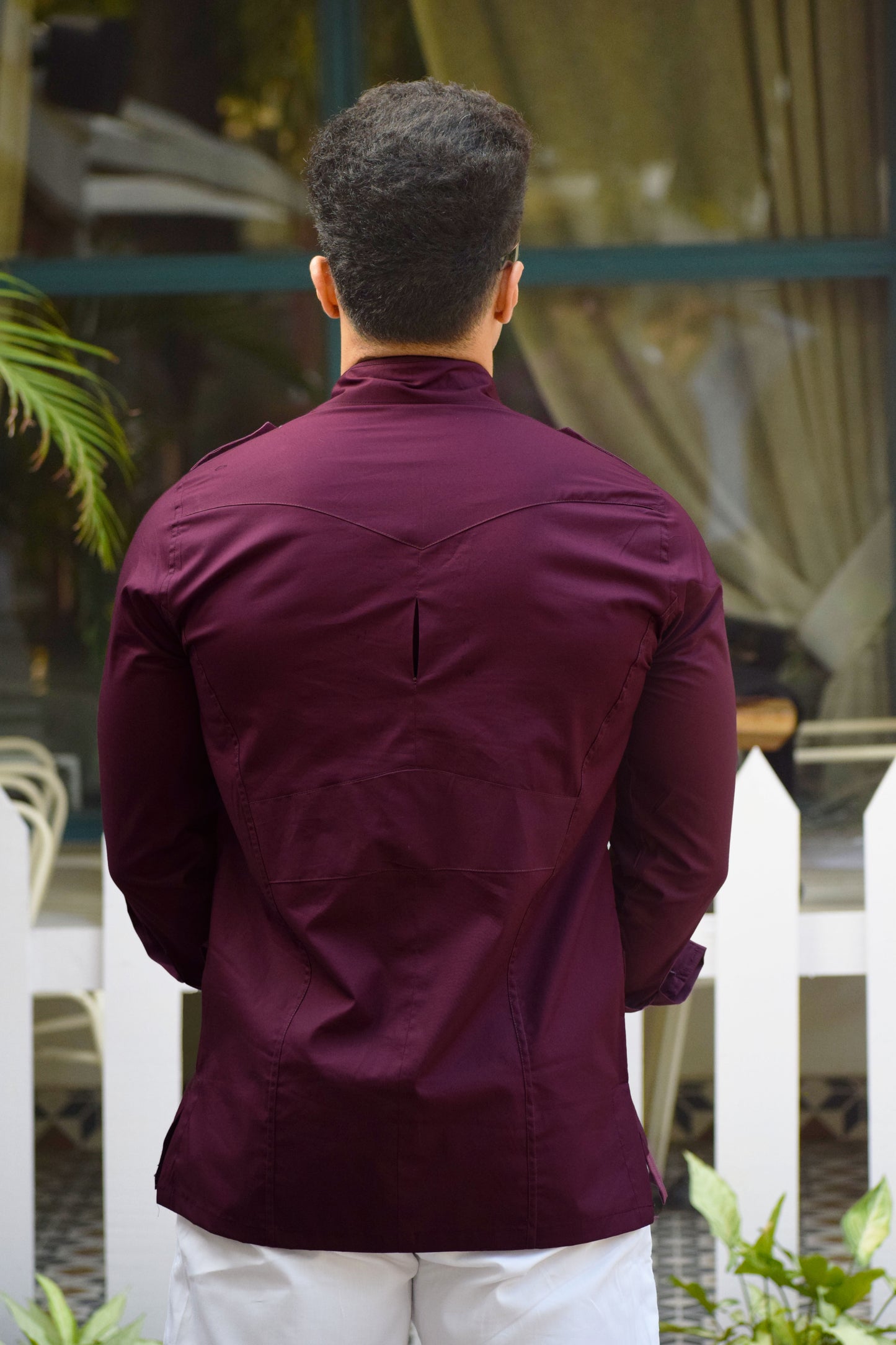 Comfy Dark Wine Hunting Style Shirt