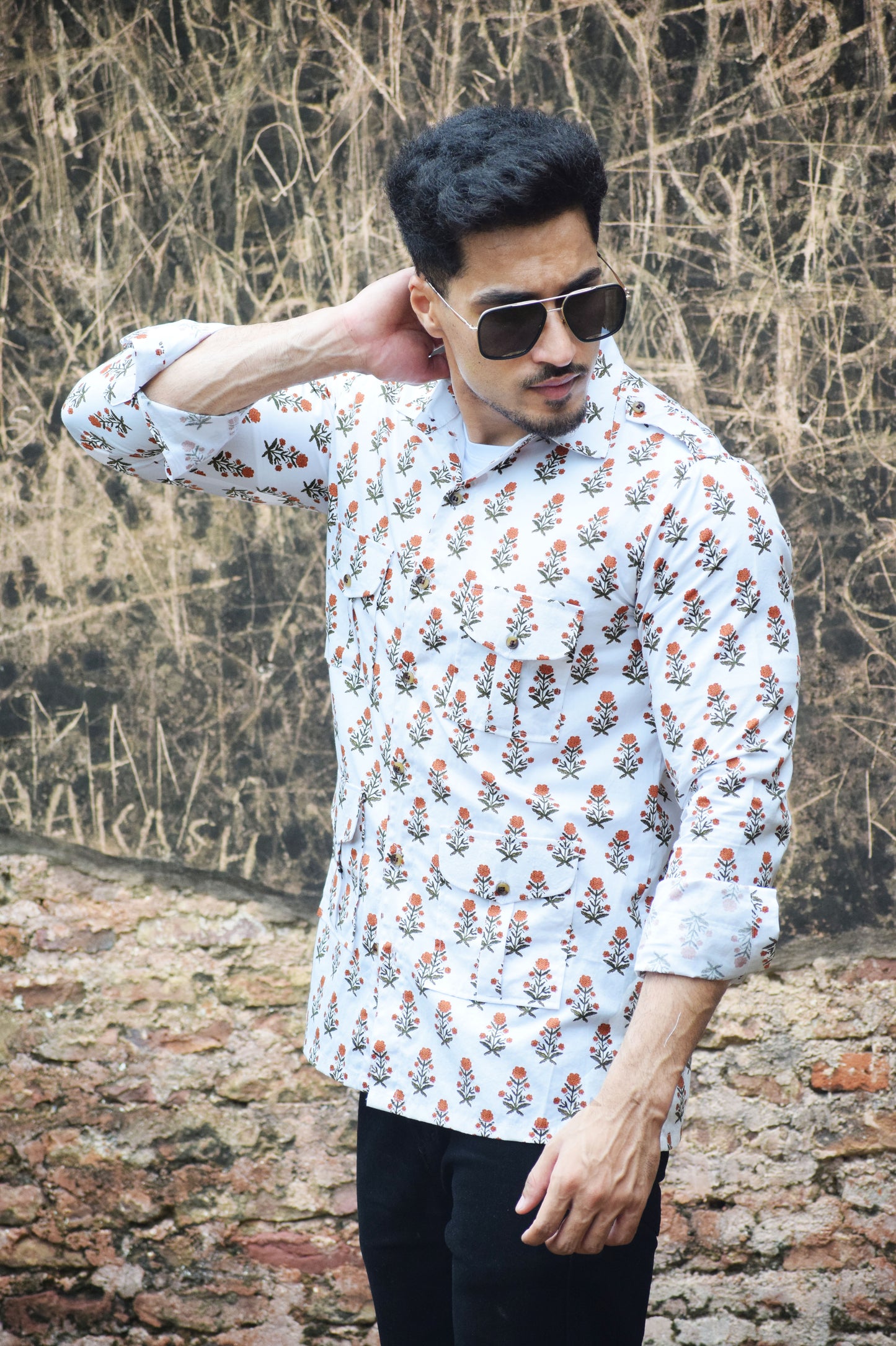 The Marigold Scout Block Print Hunting Shirt