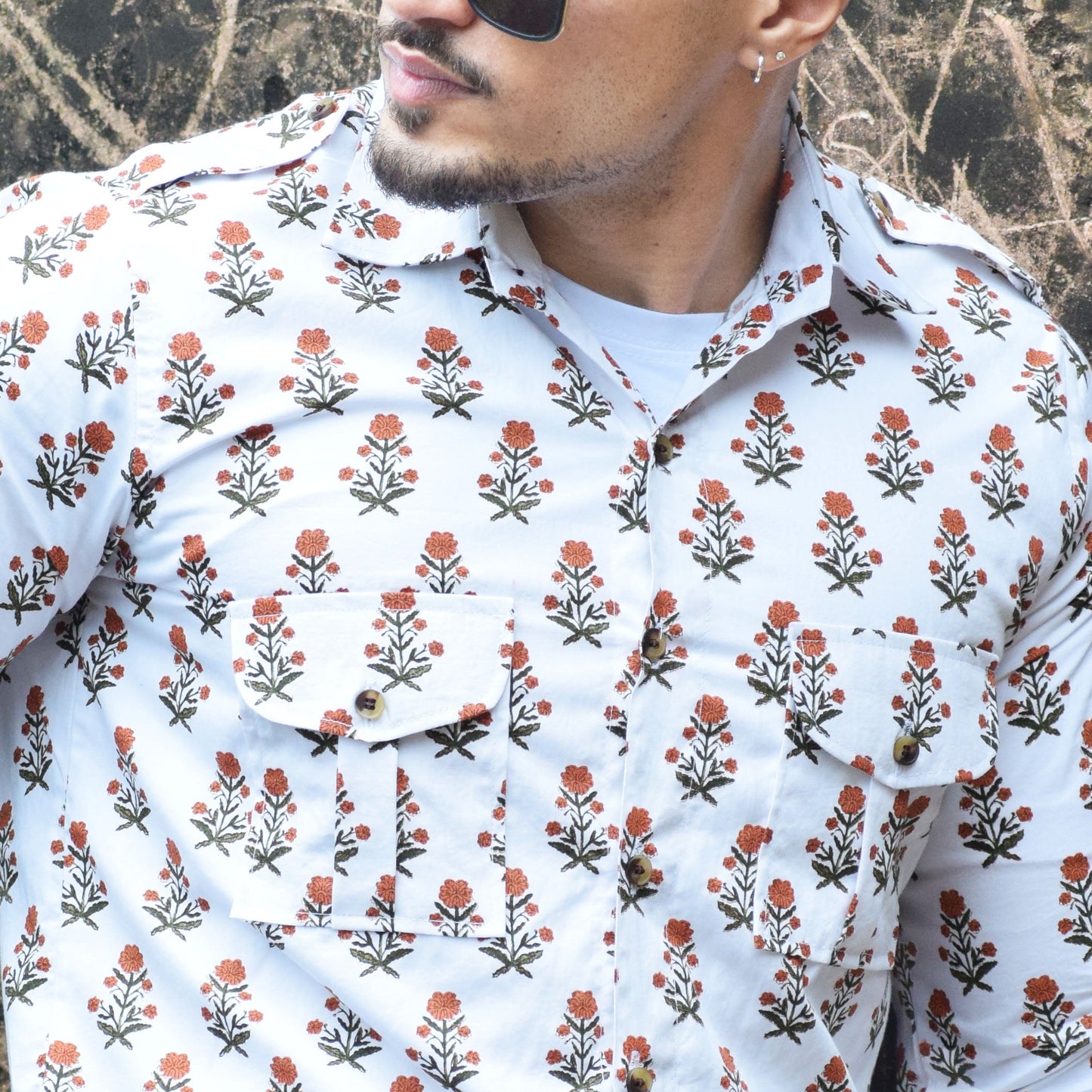 The Marigold Scout Block Print Hunting Shirt