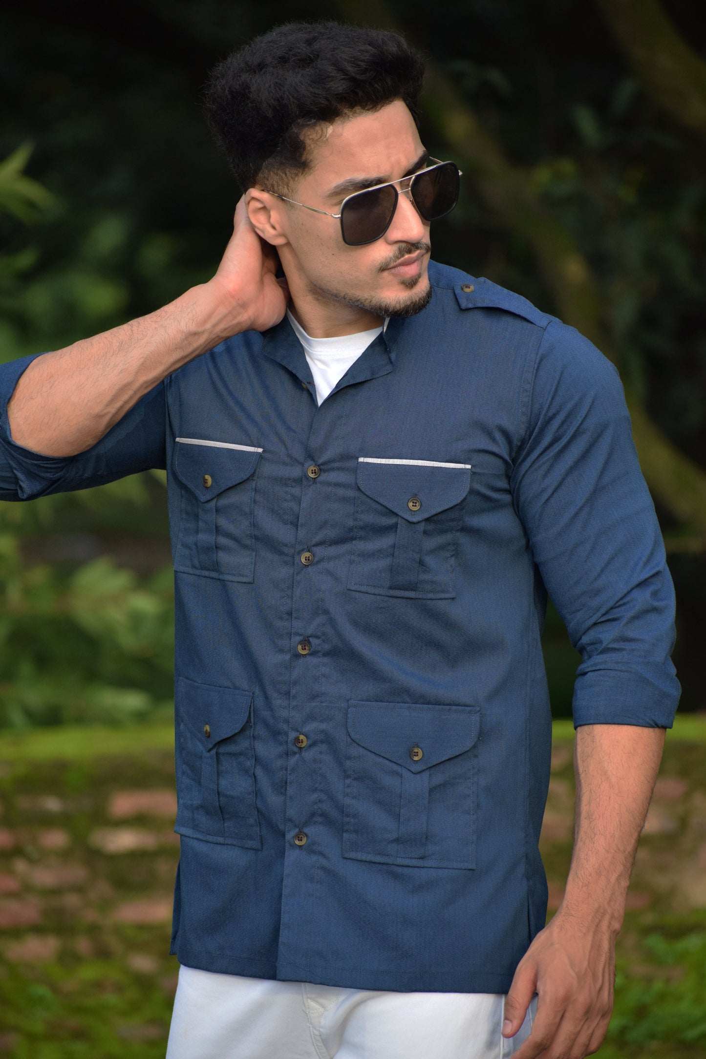 Navy Blue Vanguard Hunting Style Shirt