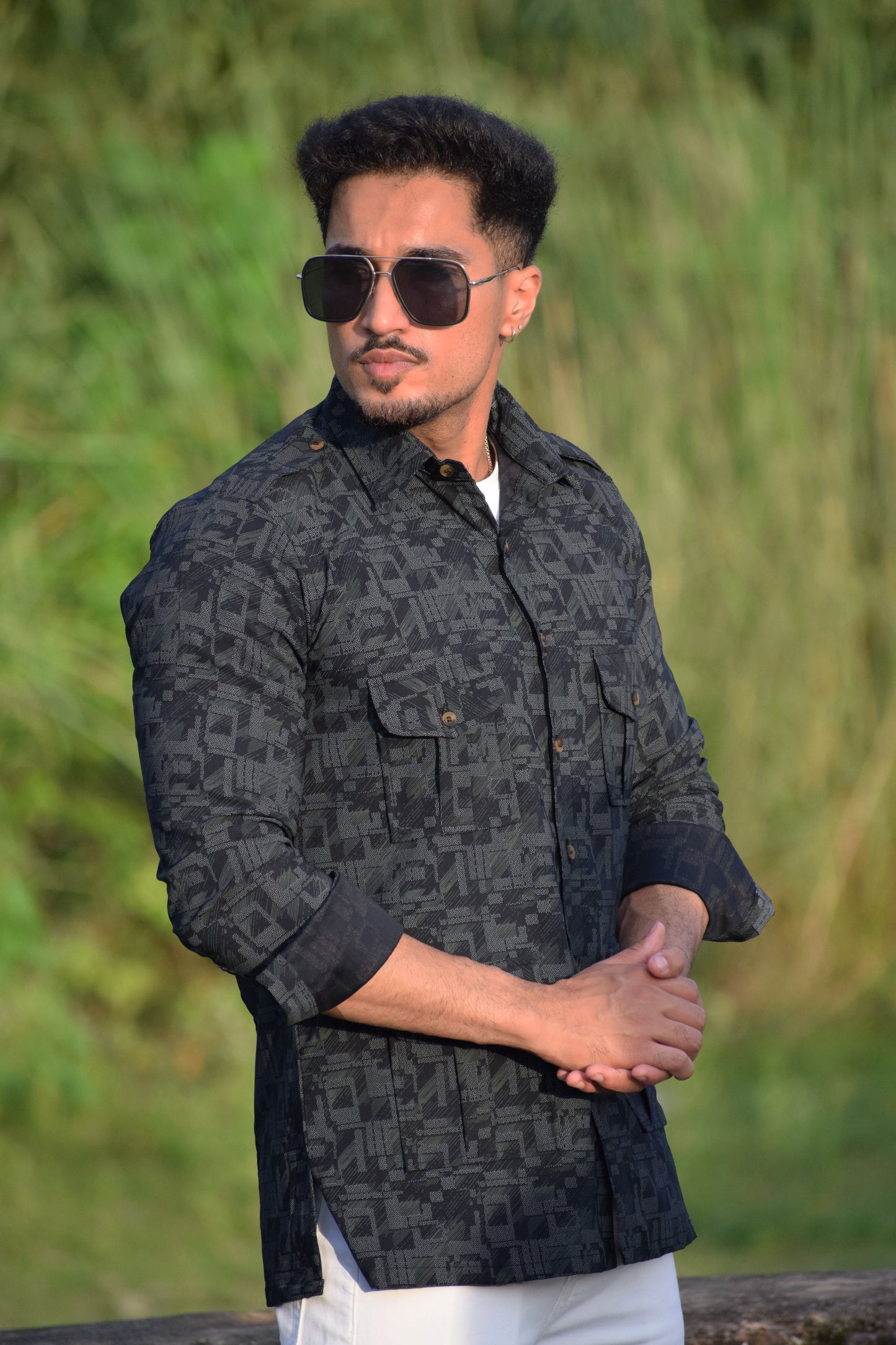 Charcoal Grey Grid Hunting Shirt