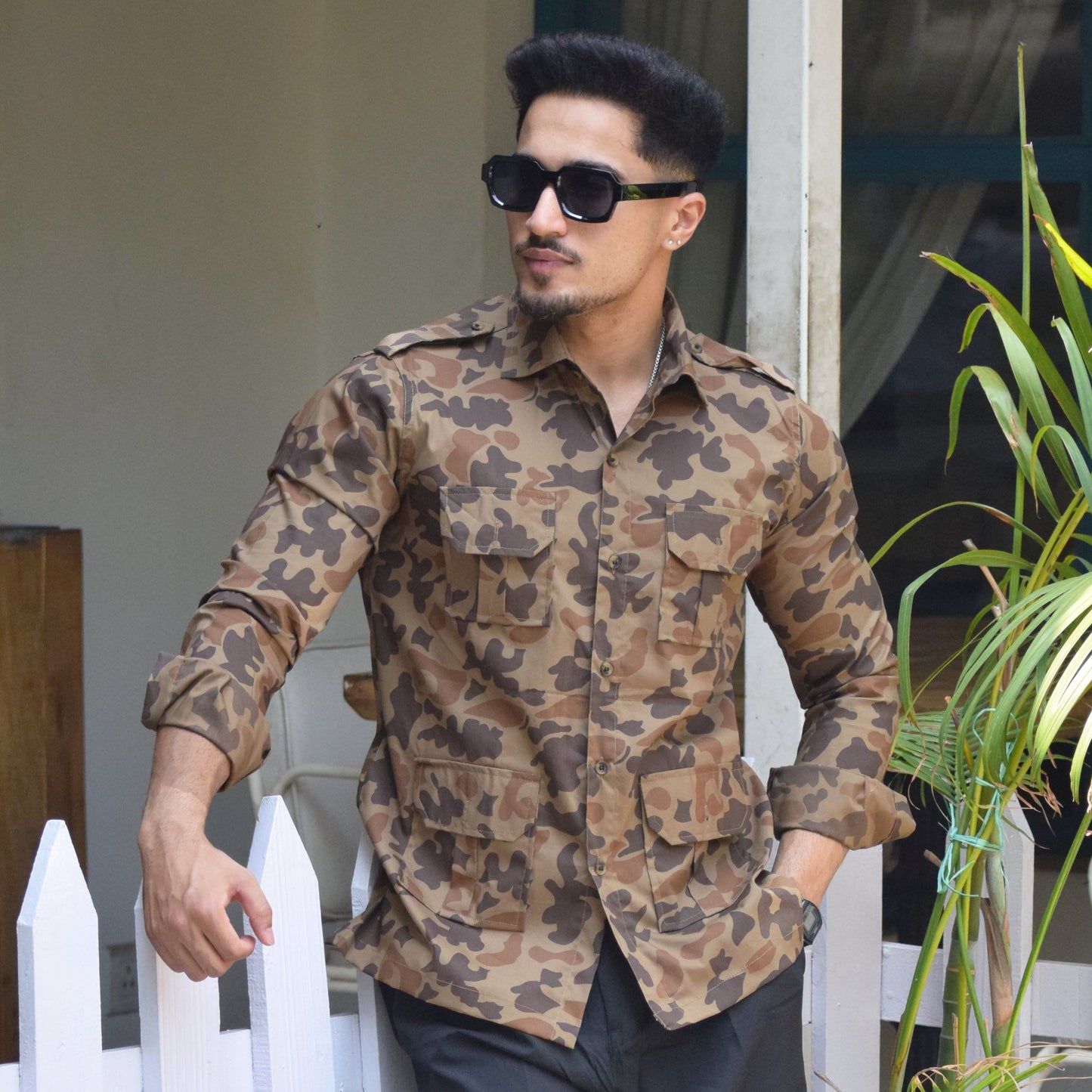 French Camouflage Hunting Style Shirt