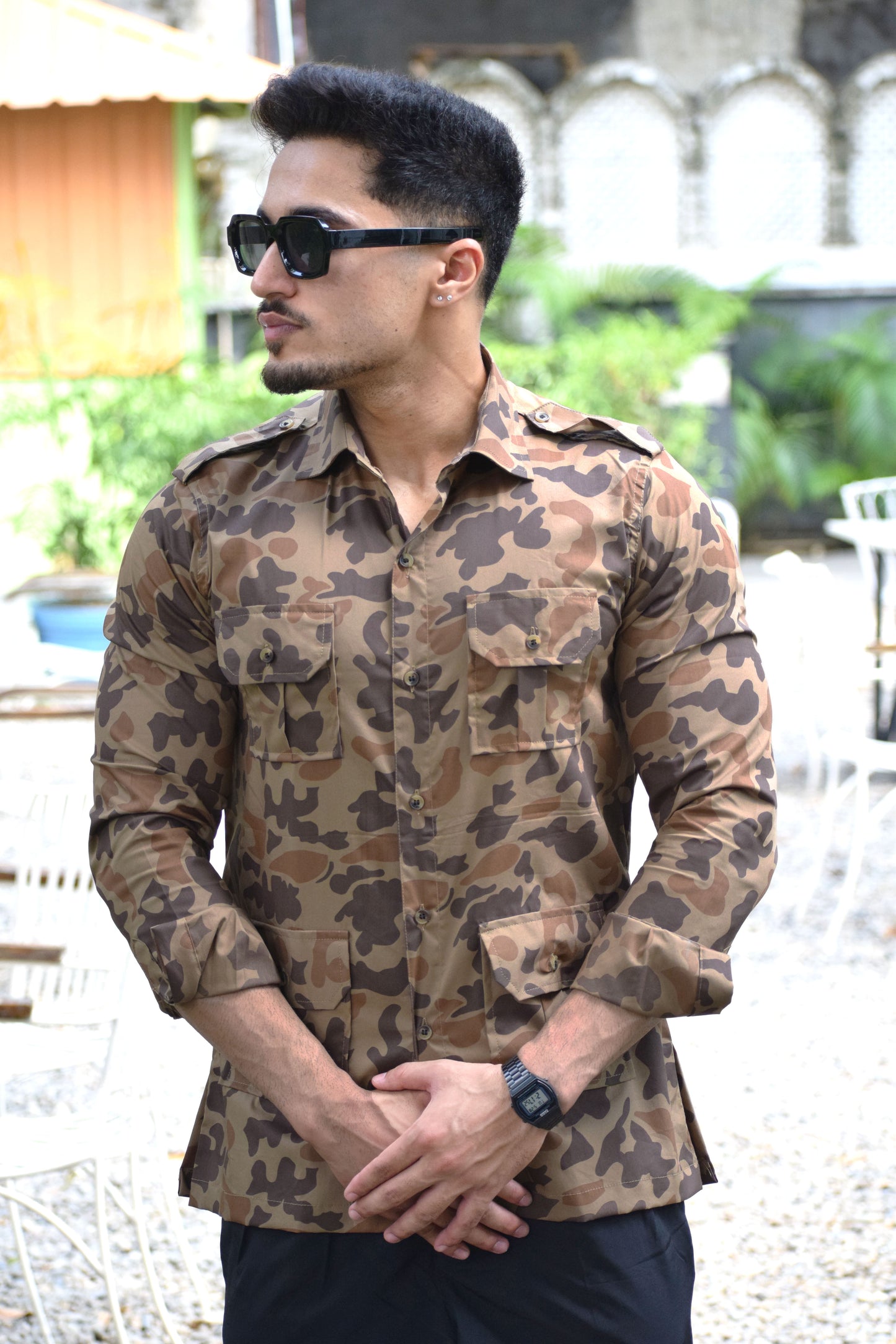 French Camouflage Hunting Style Shirt