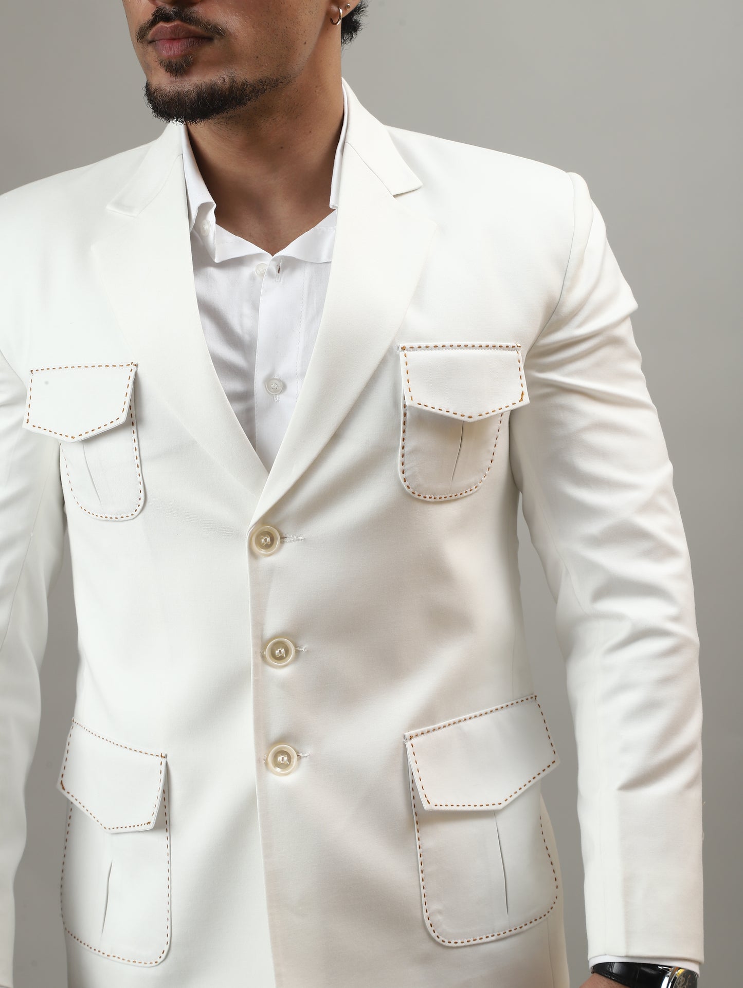 Ivory Celebration Blazer with Signature Pocket Detailing