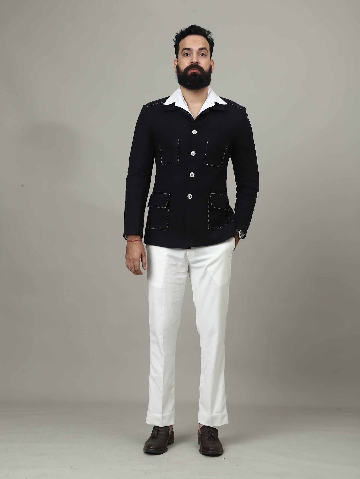 4 Pocket Navy Blue Hunting Blazer