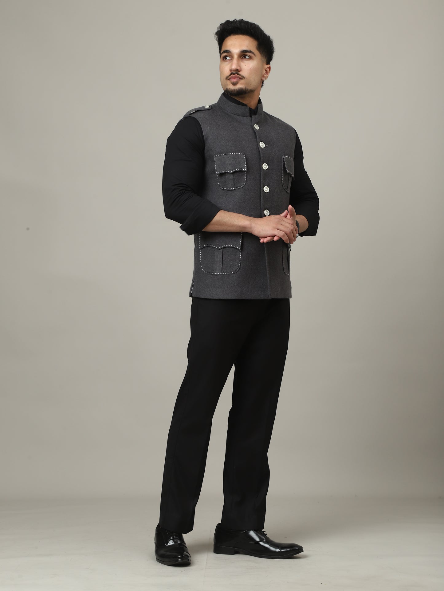 Charcoal Grey Tweed Royale Semi-Hunting Jacket