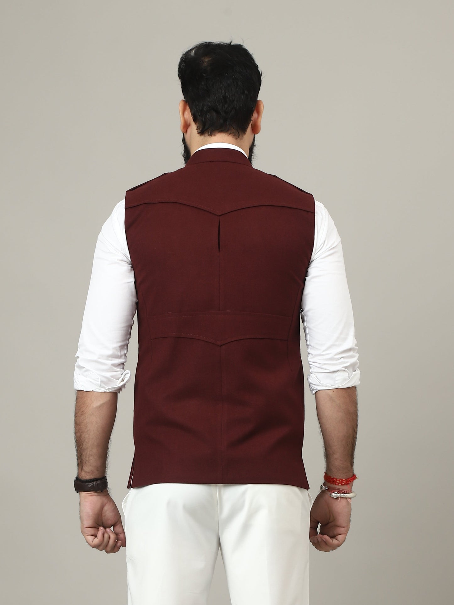 Dark Red Tweed Royale Semi-Hunting Waistcoat