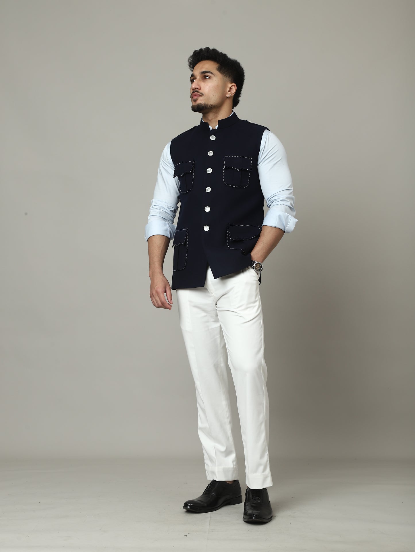 Navy Royale Semi-Hunting Jacket with Contrast Stitching