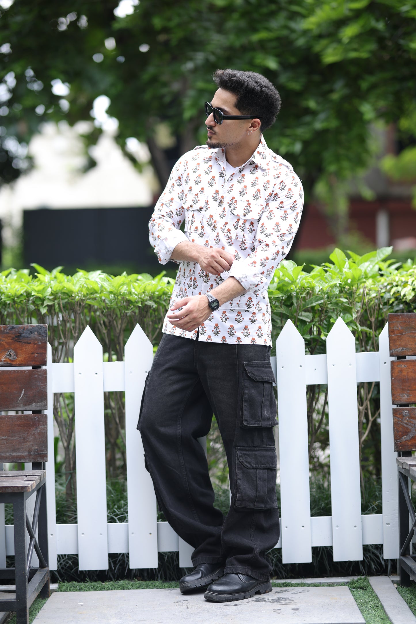 The Marigold Scout Block Print Hunting Shirt
