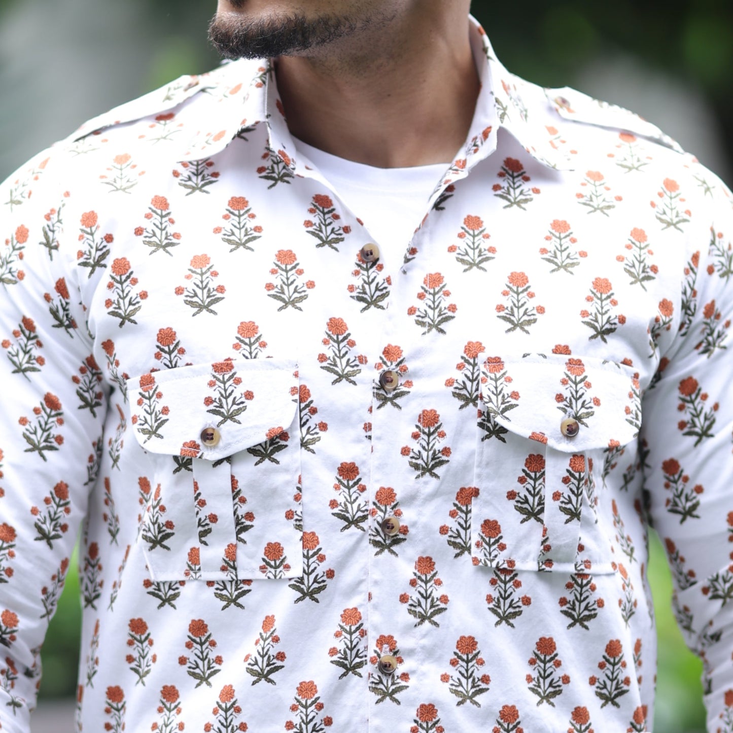 The Marigold Scout Block Print Hunting Shirt
