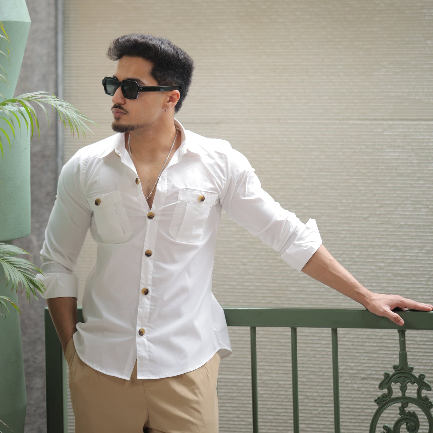 Rajanyas White Classic Double Pocket Shirt