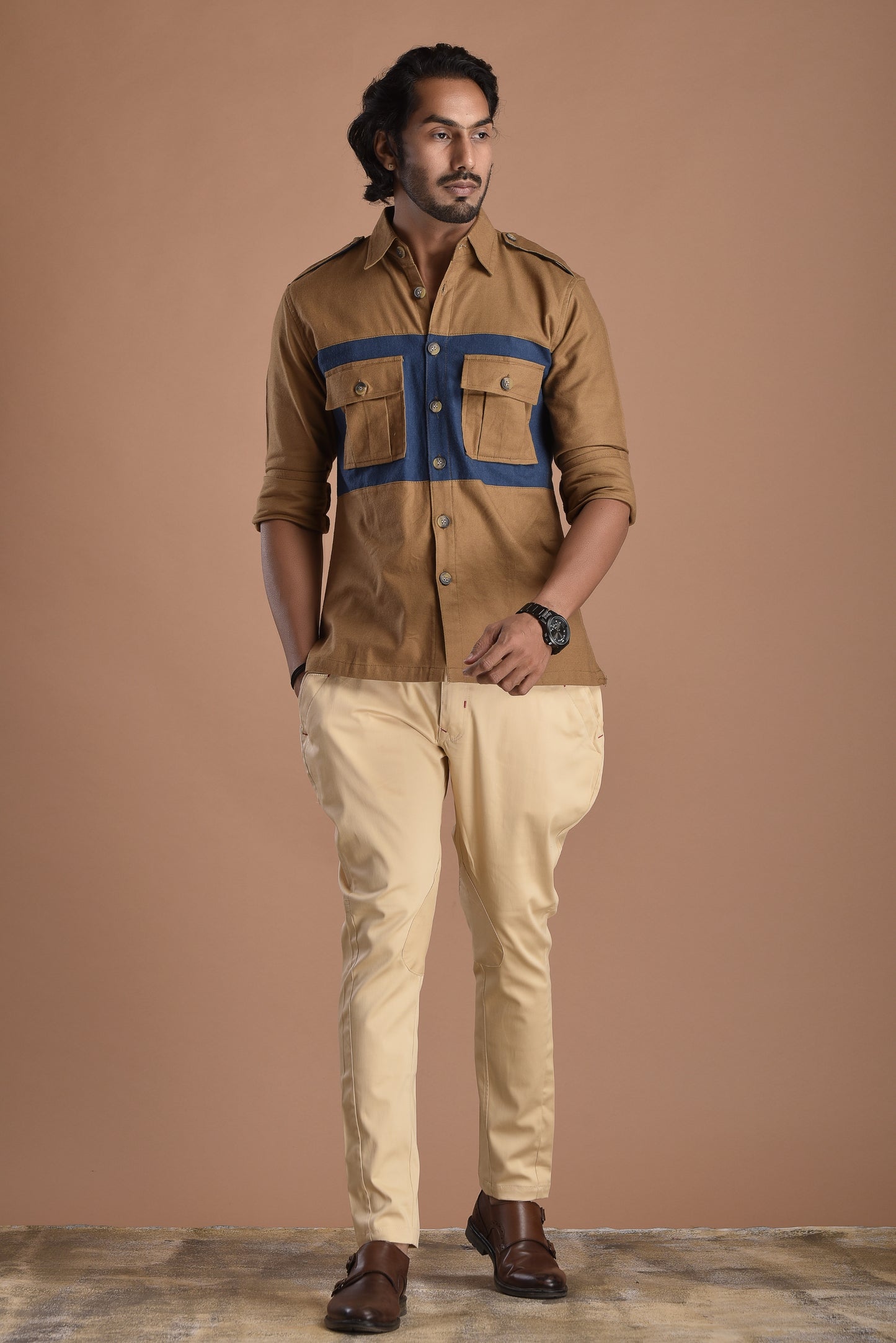 Camel Brown Hunt in Style Shirt