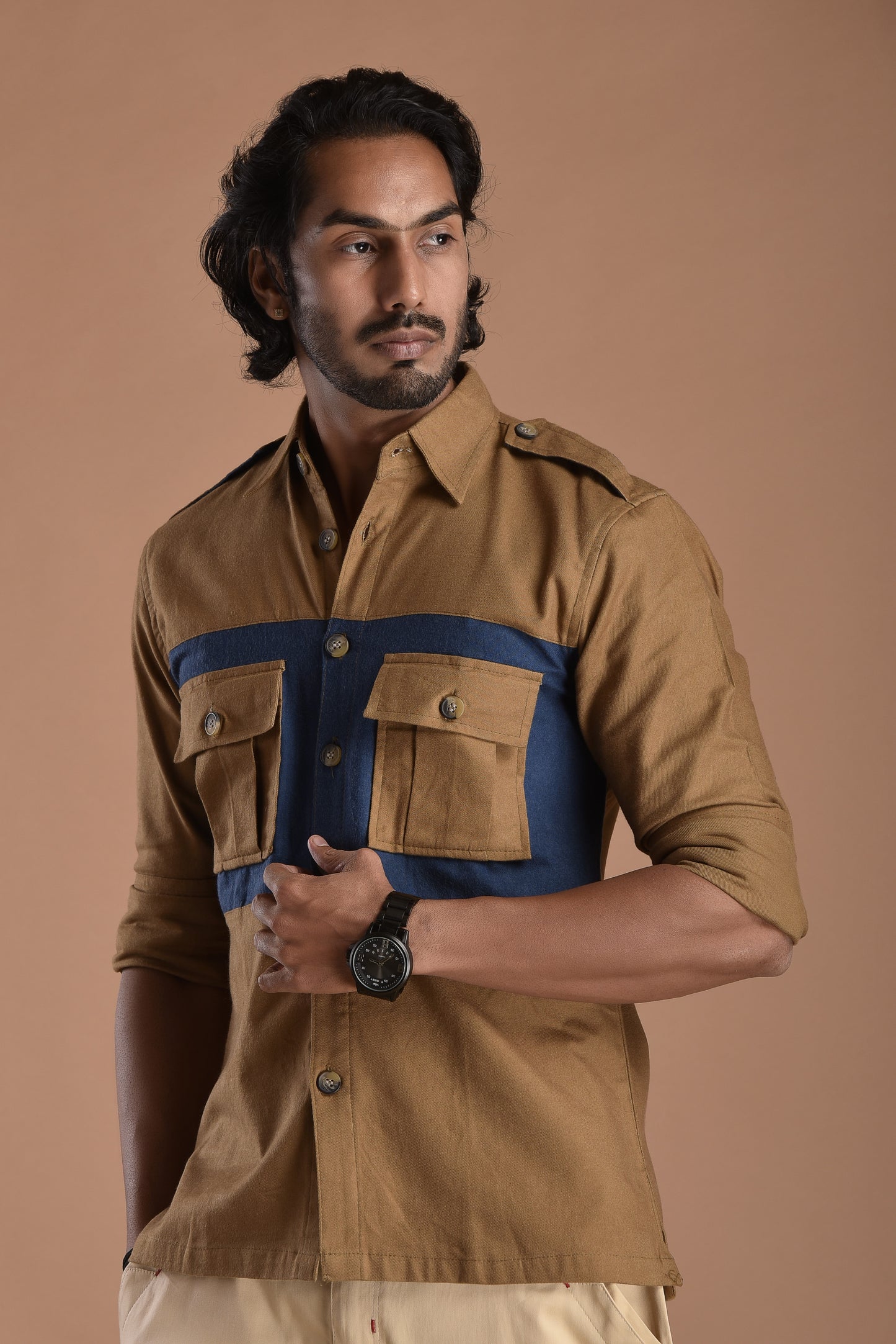 Camel Brown Hunt in Style Shirt