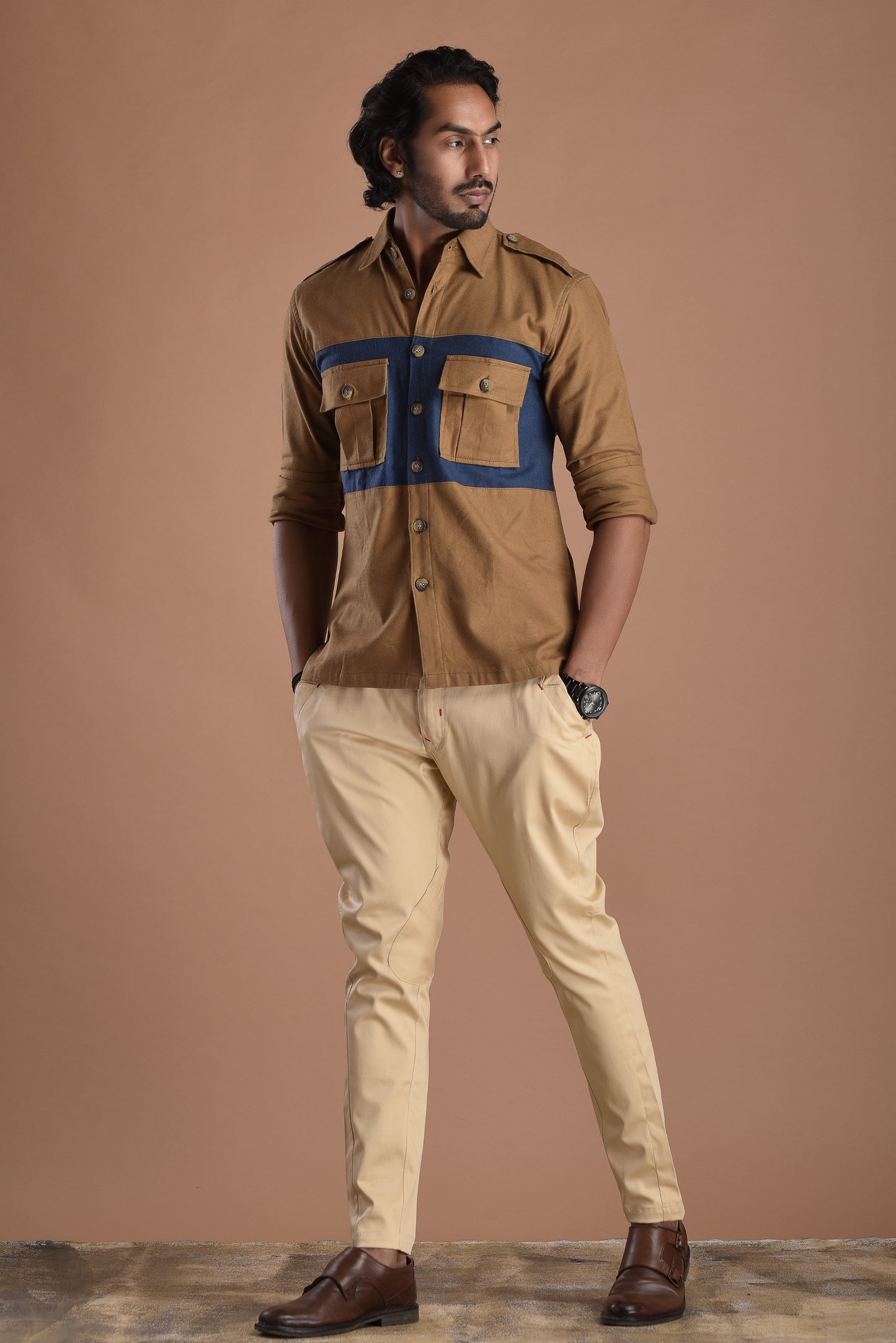 Camel Brown Hunt in Style Shirt