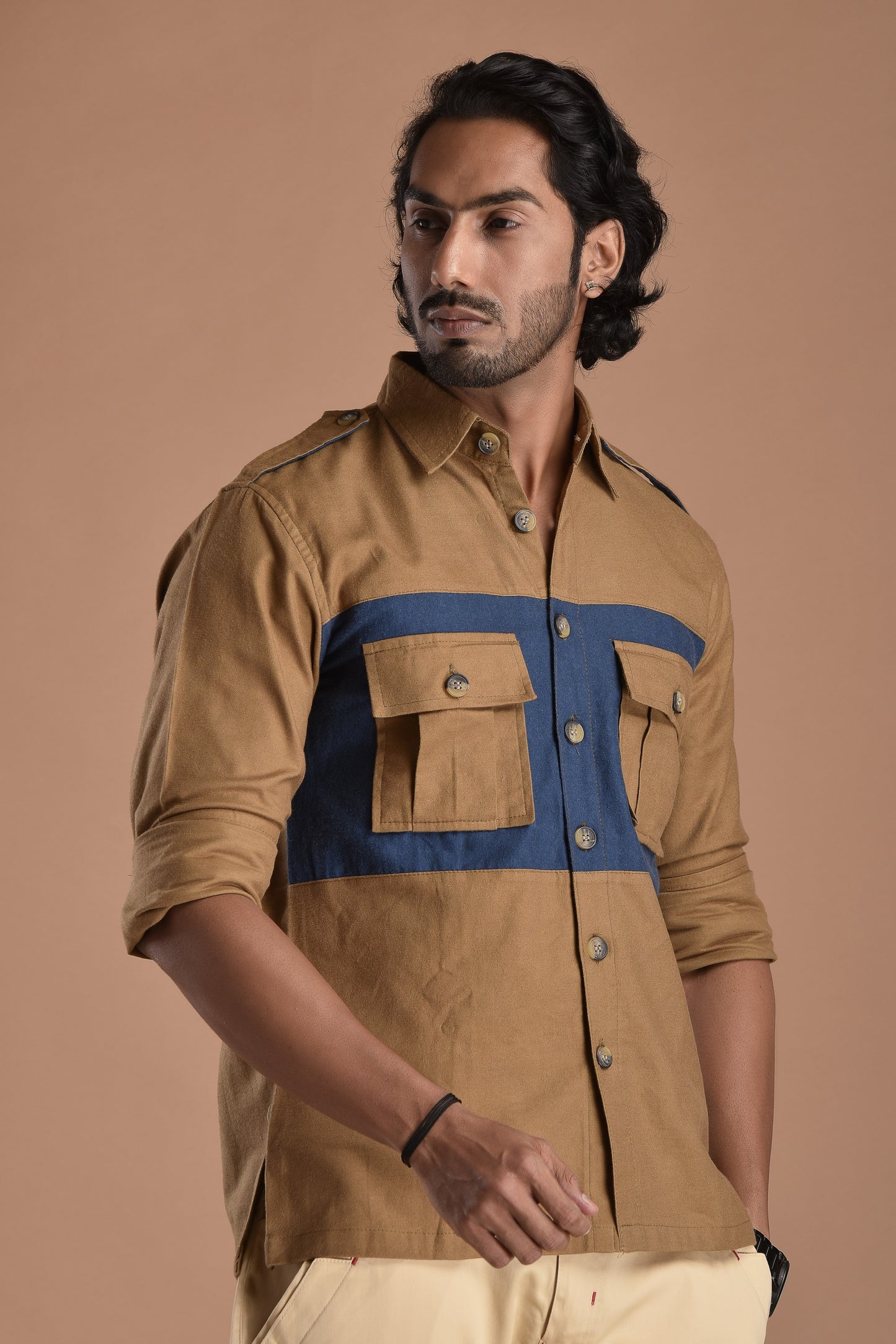 Camel Brown Hunt in Style Shirt