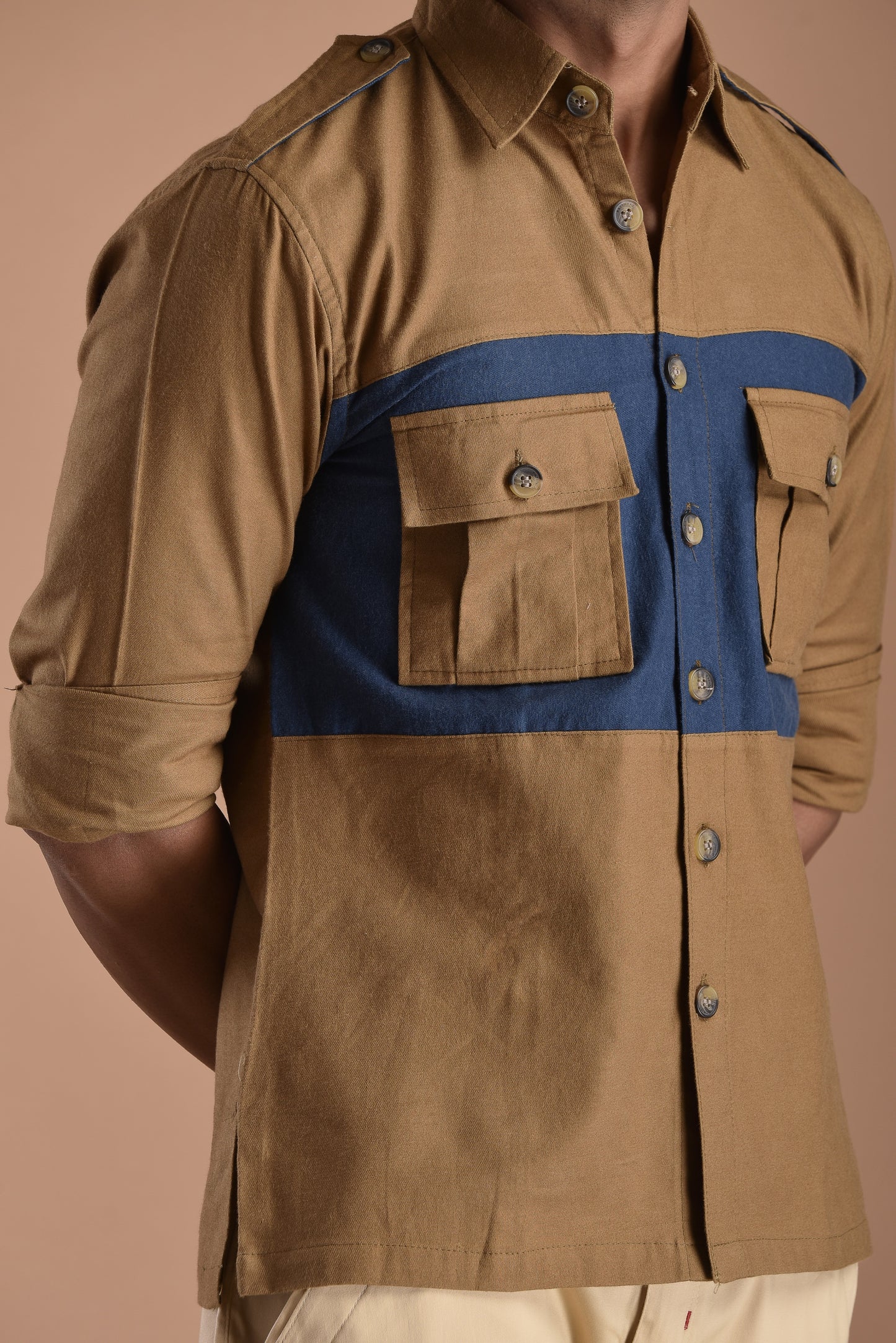 Camel Brown Hunt in Style Shirt