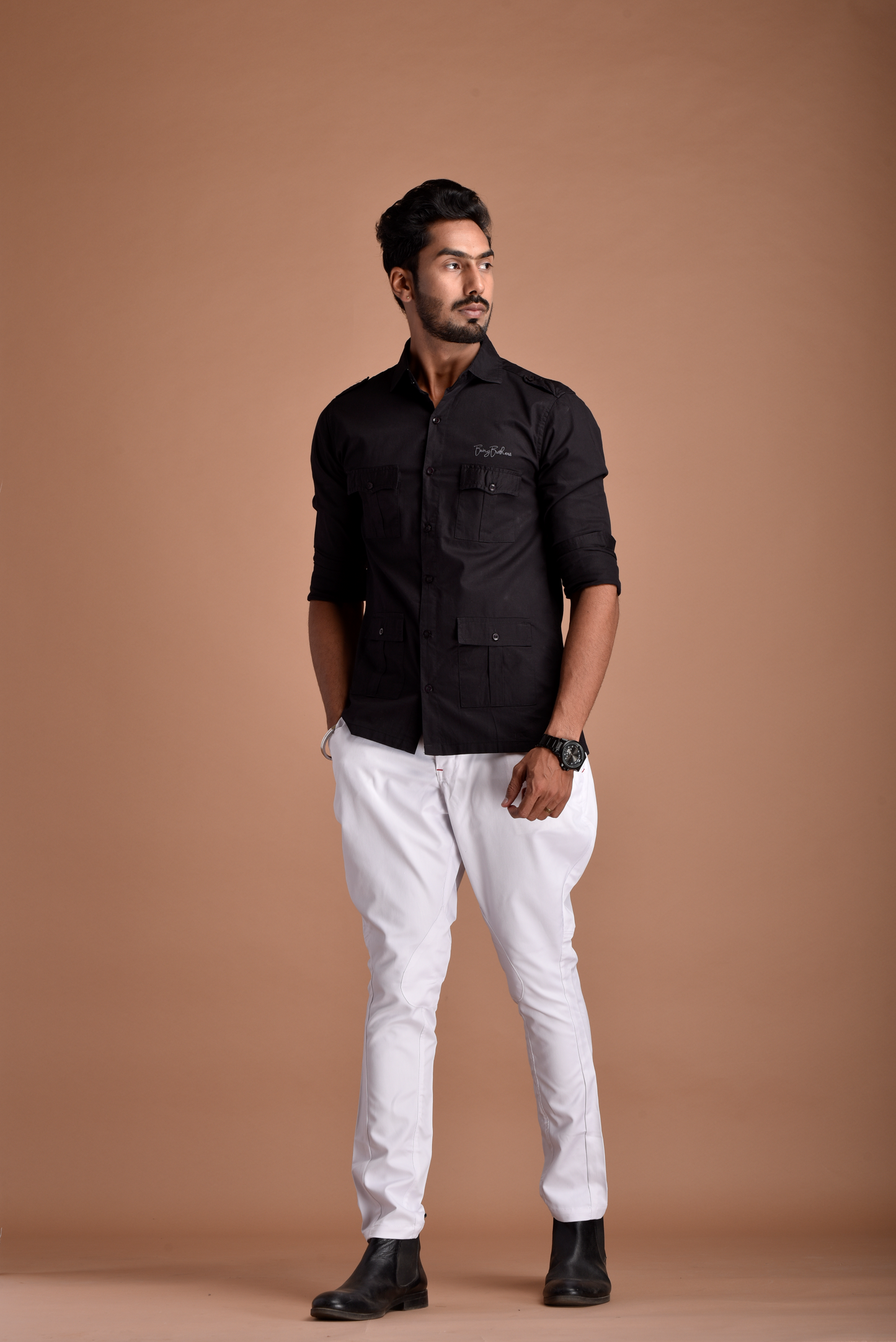 Rajputana Hunting Styled Black Shirt