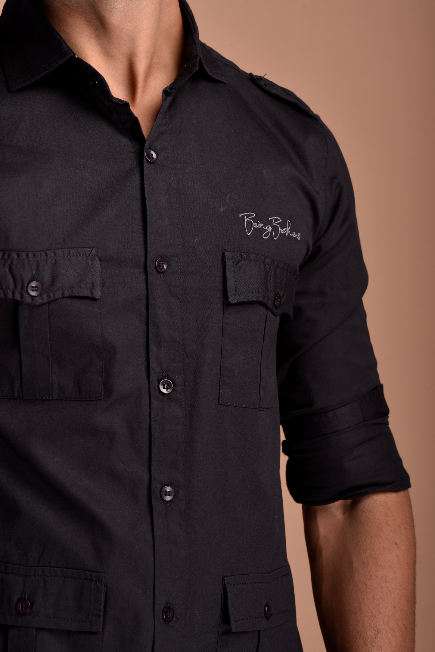 Rajputana Hunting Styled Black Shirt