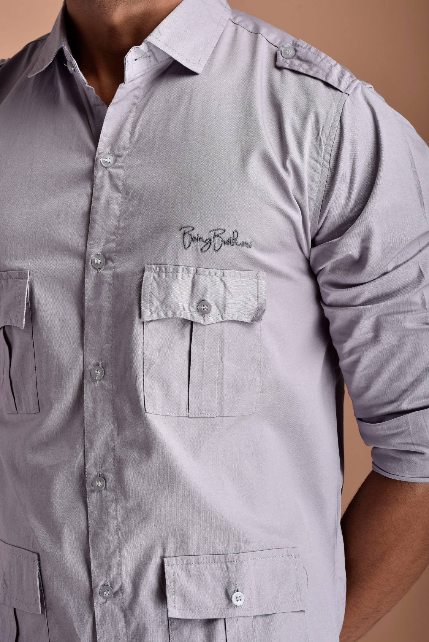 Rajputana Hunting Styled Grey Shirt