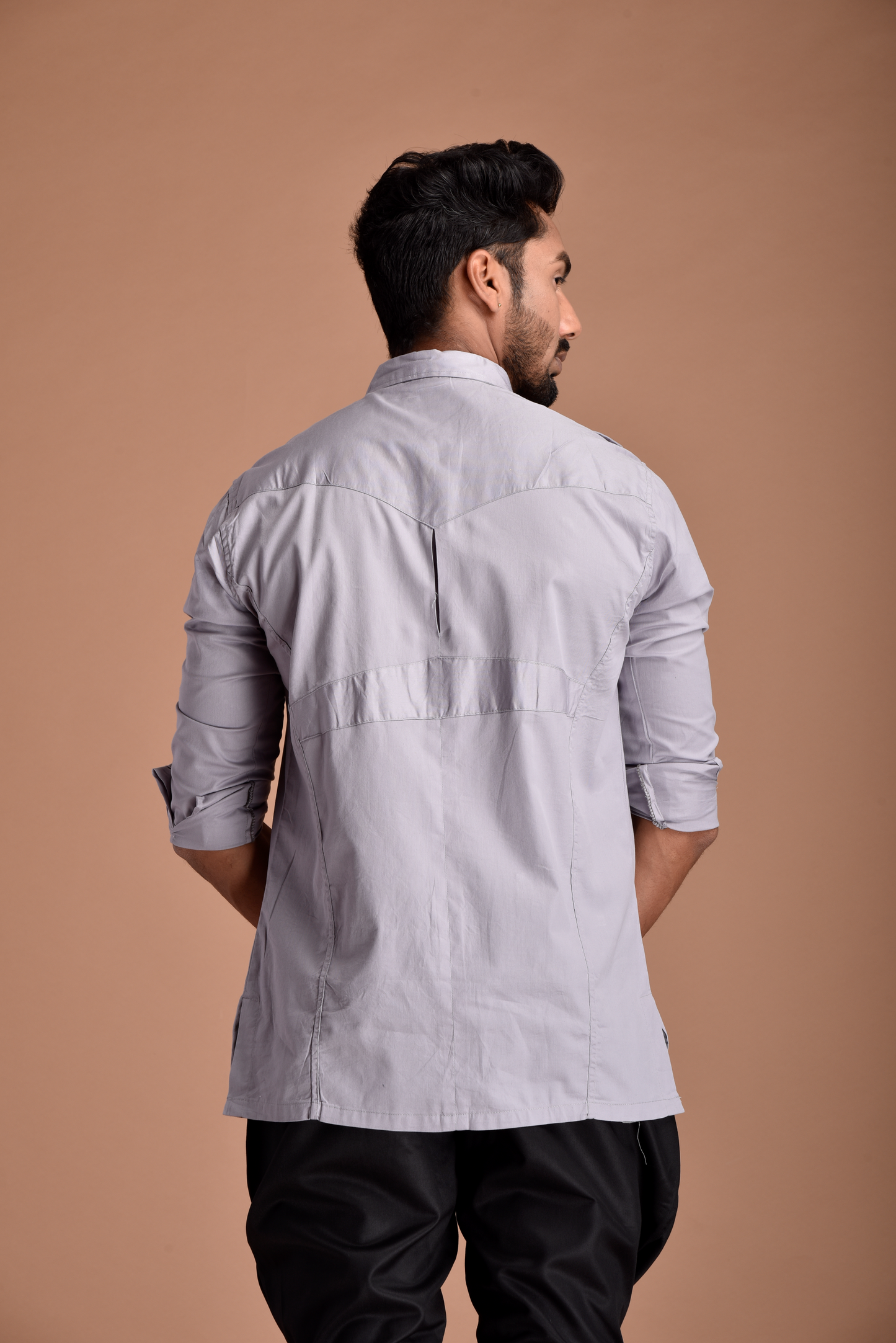 Rajputana Hunting Styled Grey Shirt