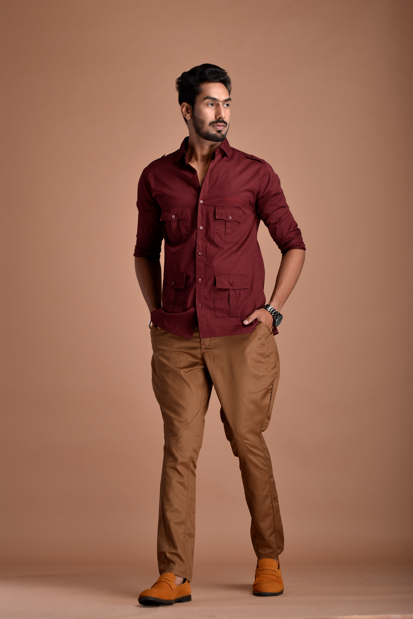 Rajputana Hunting Styled Maroon Shirt