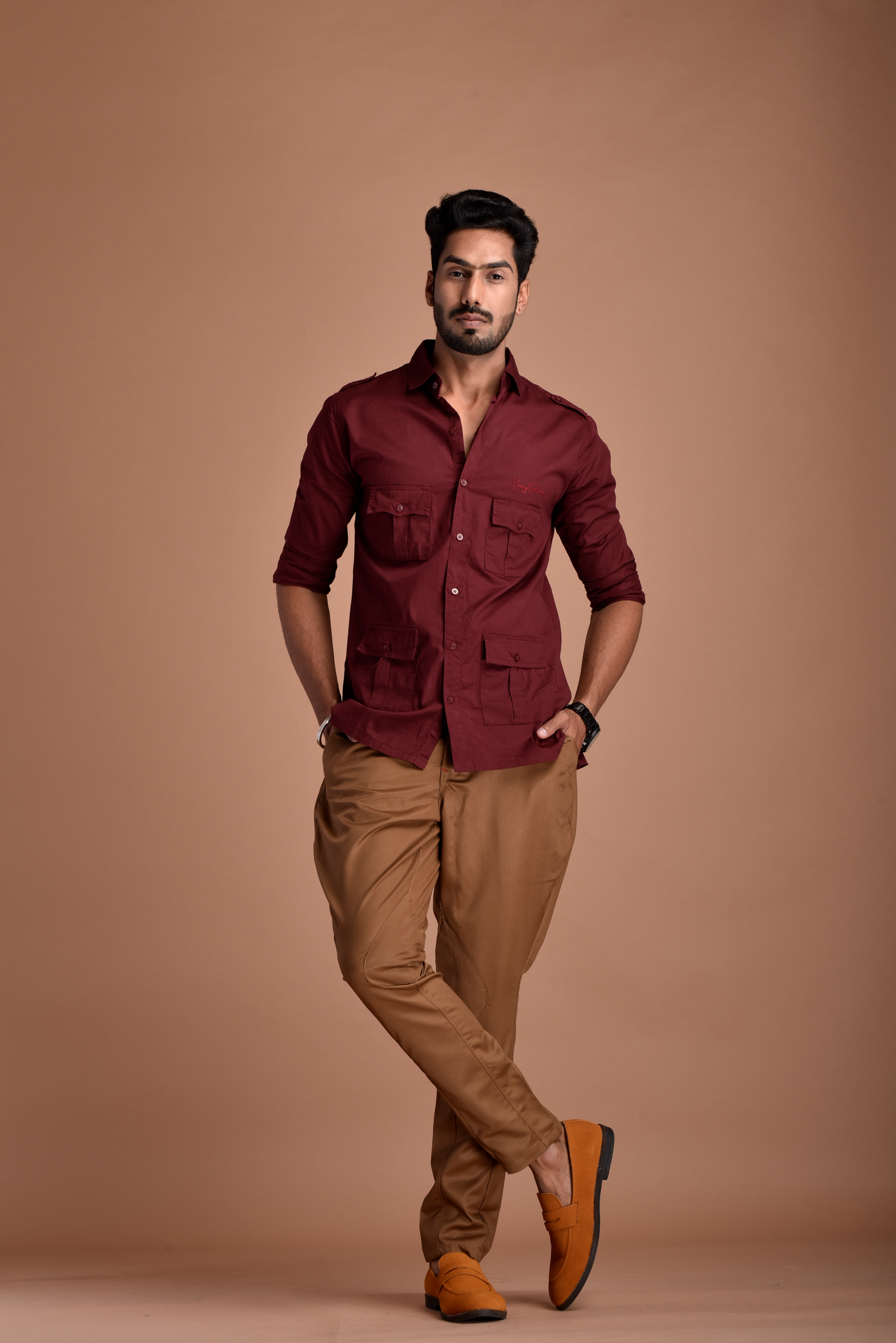 Rajputana Hunting Styled Maroon Shirt