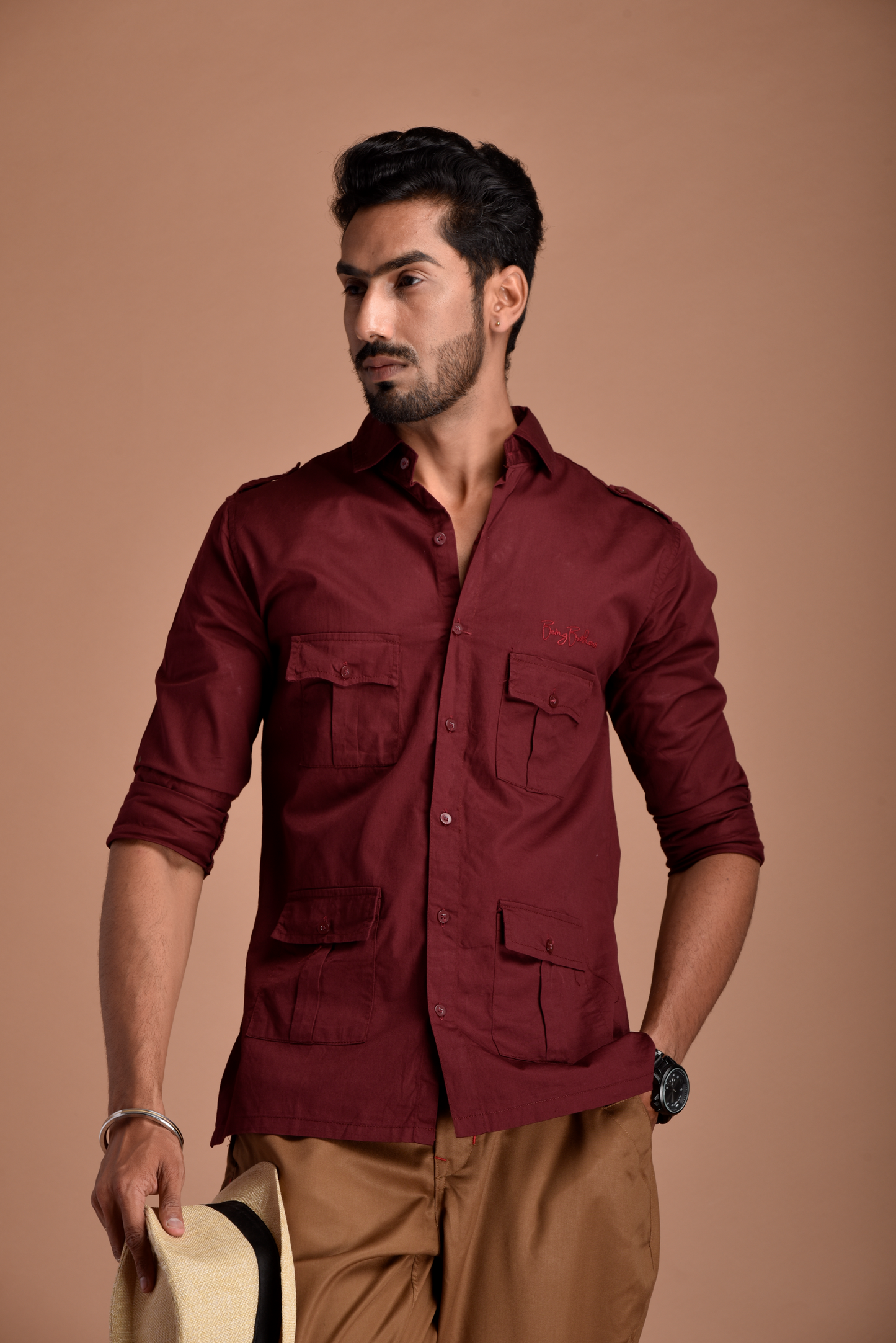 Rajputana Hunting Styled Maroon Shirt