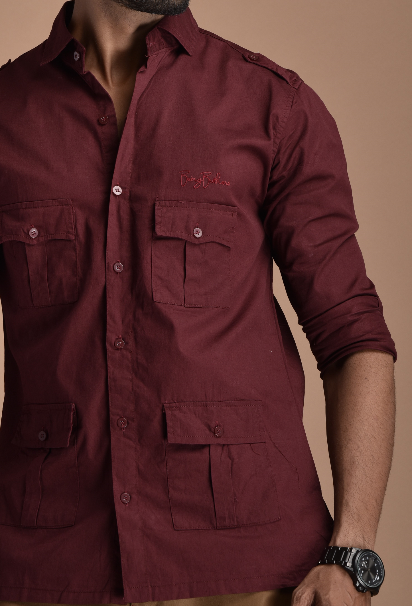 Rajputana Hunting Styled Maroon Shirt