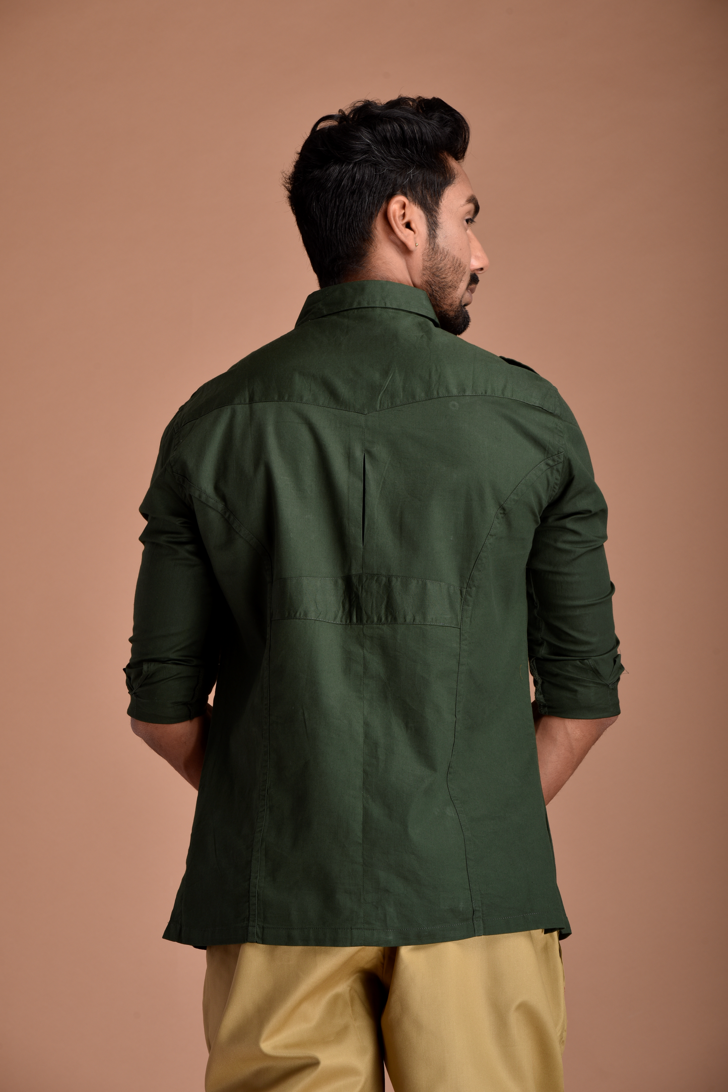 Rajputana Hunting Styled Battle Green Shirt
