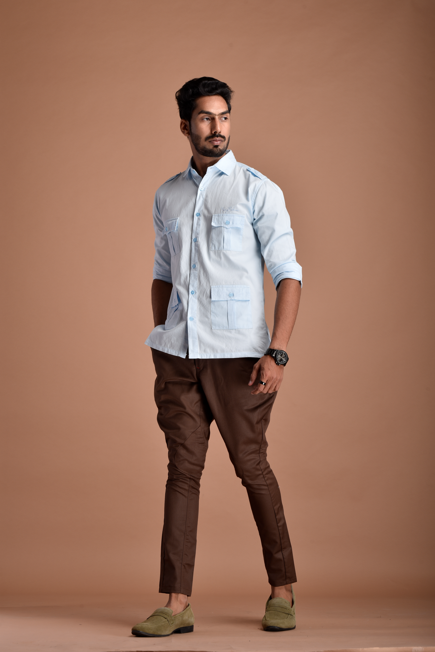 Rajputana Hunting Styled Sky Blue Shirt