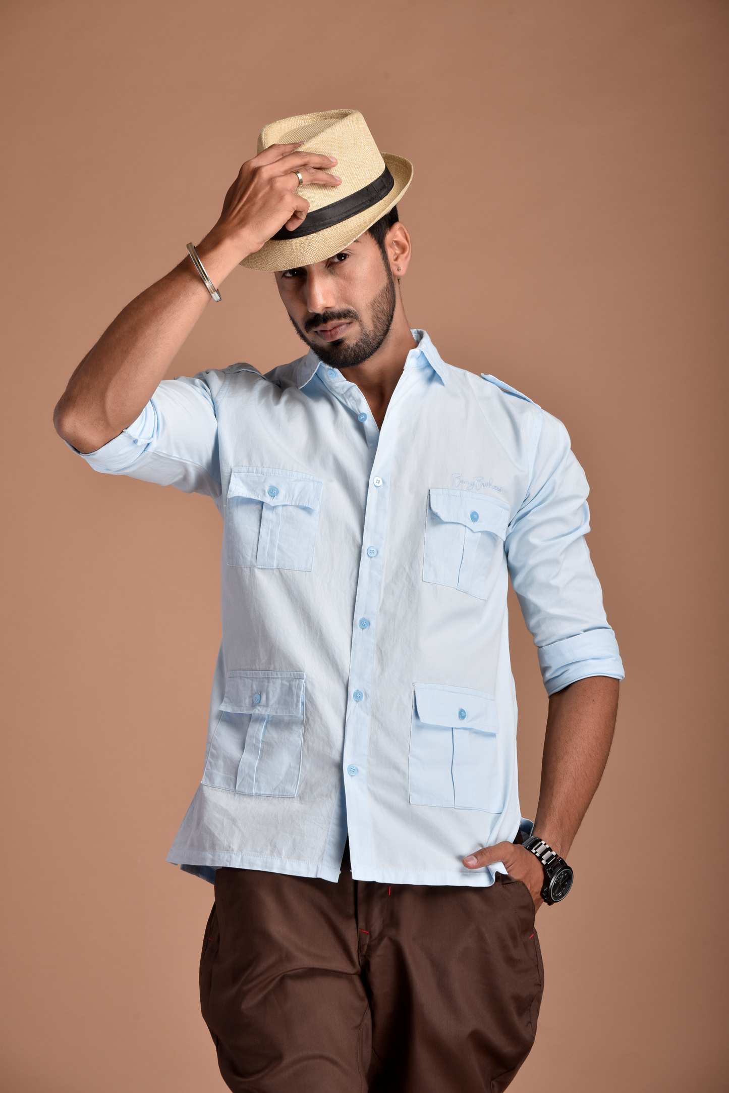 Rajputana Hunting Styled Sky Blue Shirt